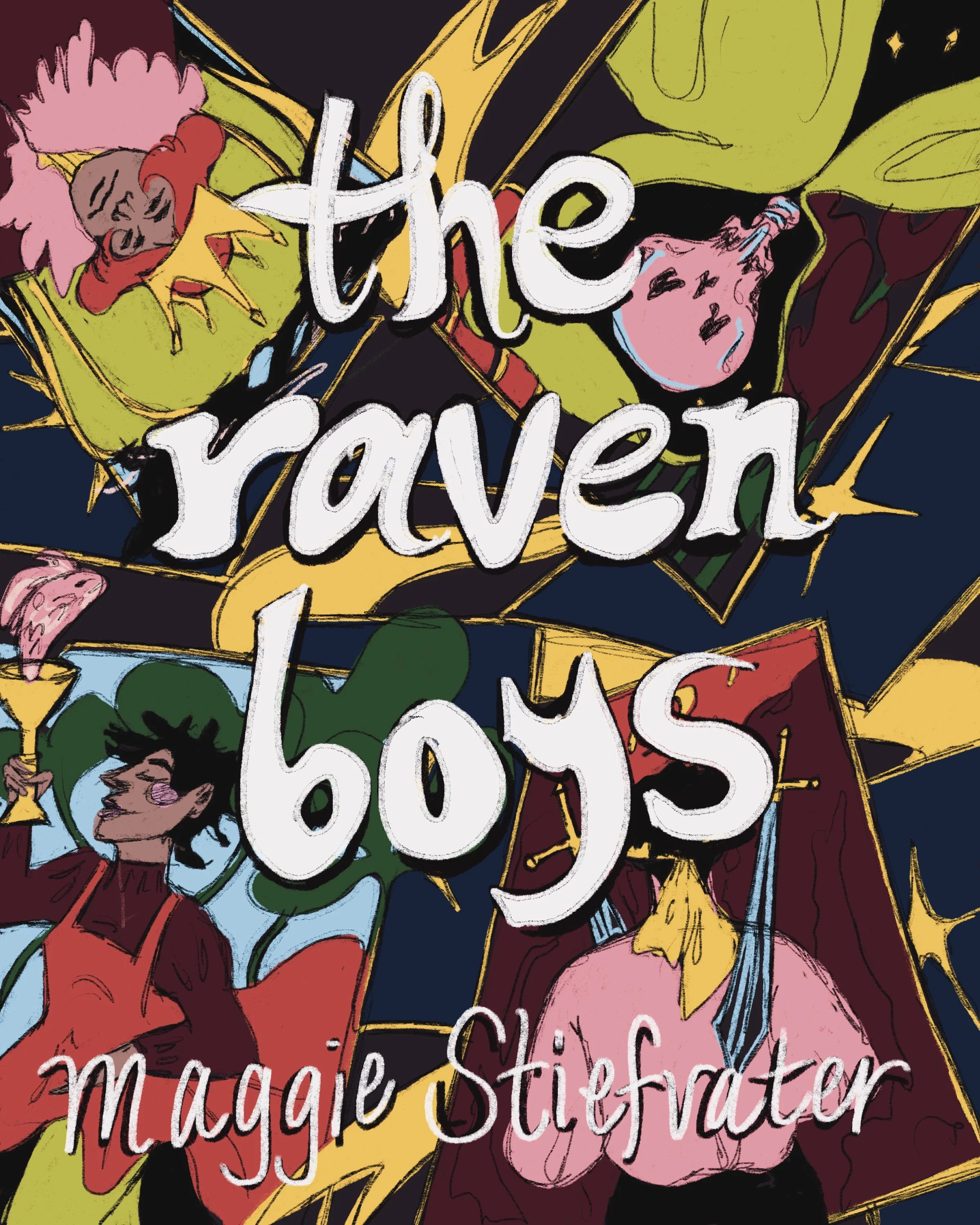 "The Raven Boys" is my take on illustrating a cover for Maggie Stiefvater's 2012 novel. 