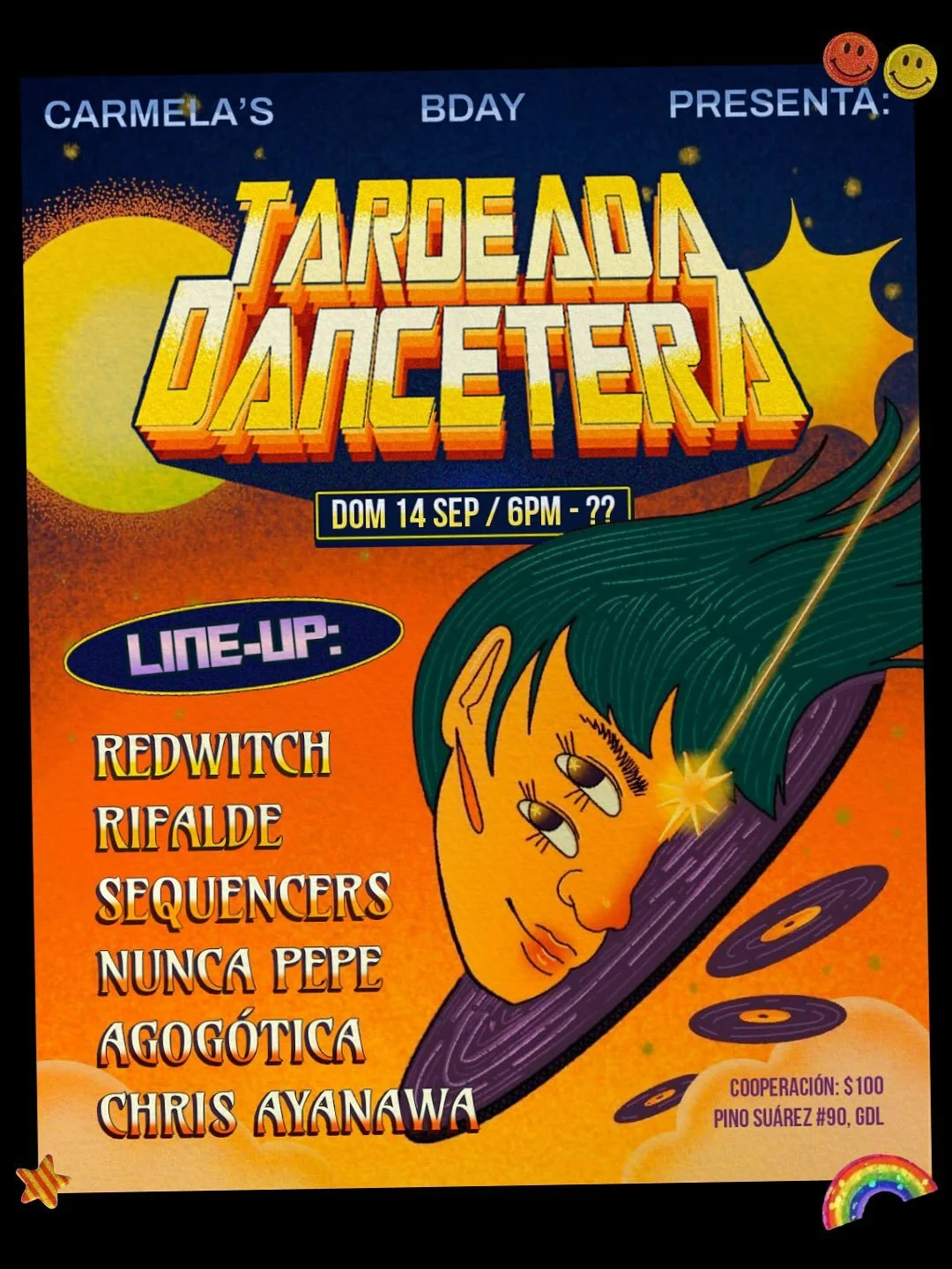 Tardeada Dancetera 🕺🏻💥🪩

Toc&oacute; hacerle su cartel de cumple a la tremenda @djagogotica - si andan en Guadalajara no se lo pierdan pero tampoco me cuenten pa no morir de fomo 🤧

Gracias x la confianza Carmela 🫰🏼🌞