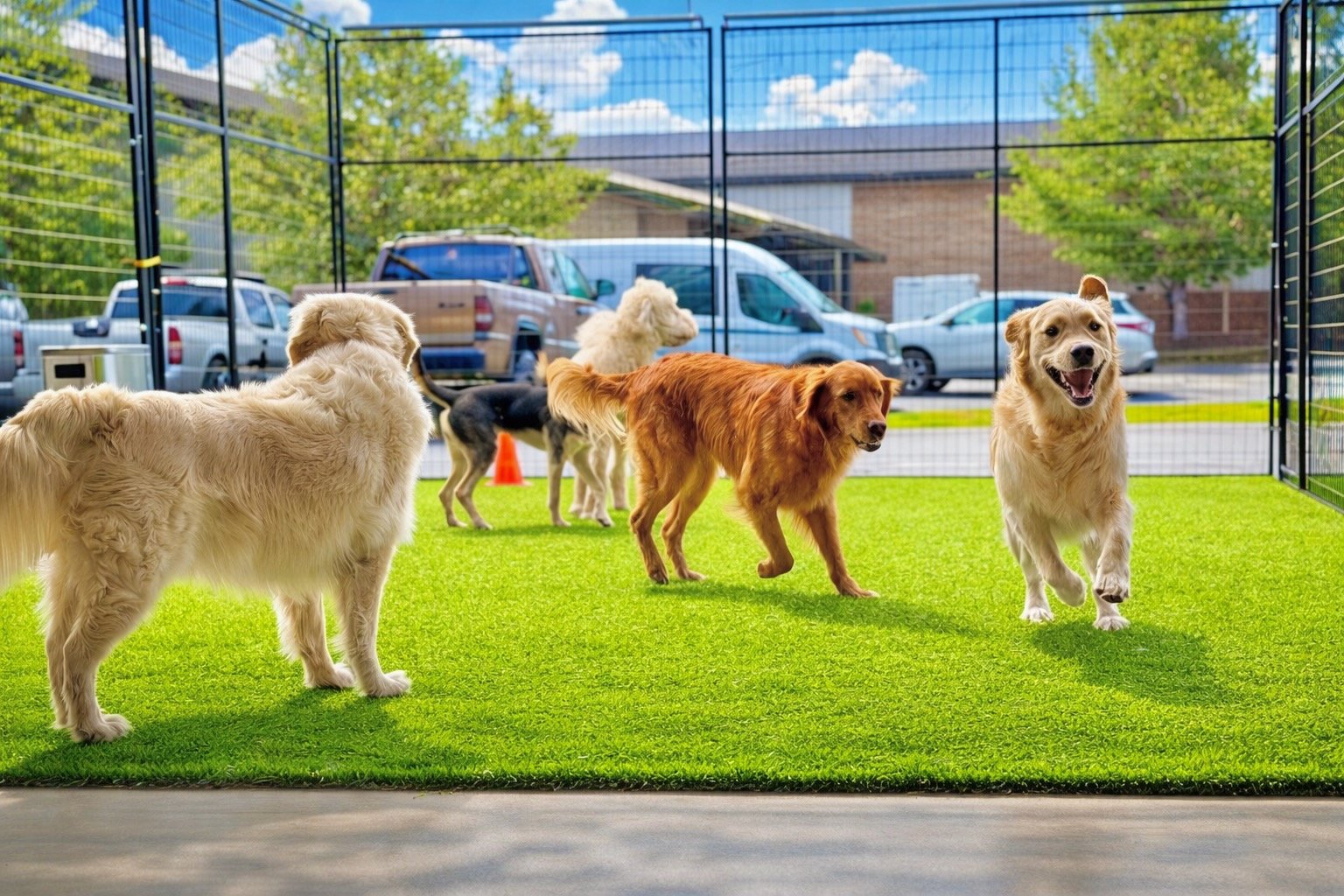 Dogs playing outside