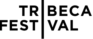 Text reading 'TRIBECA FESTIVAL' in black letters divided into two lines with a vertical line separating the words