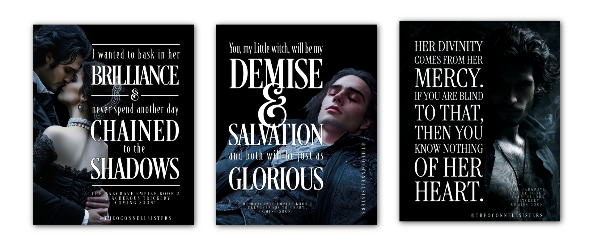 collection of photos with book quotes from Treacherous Trickery