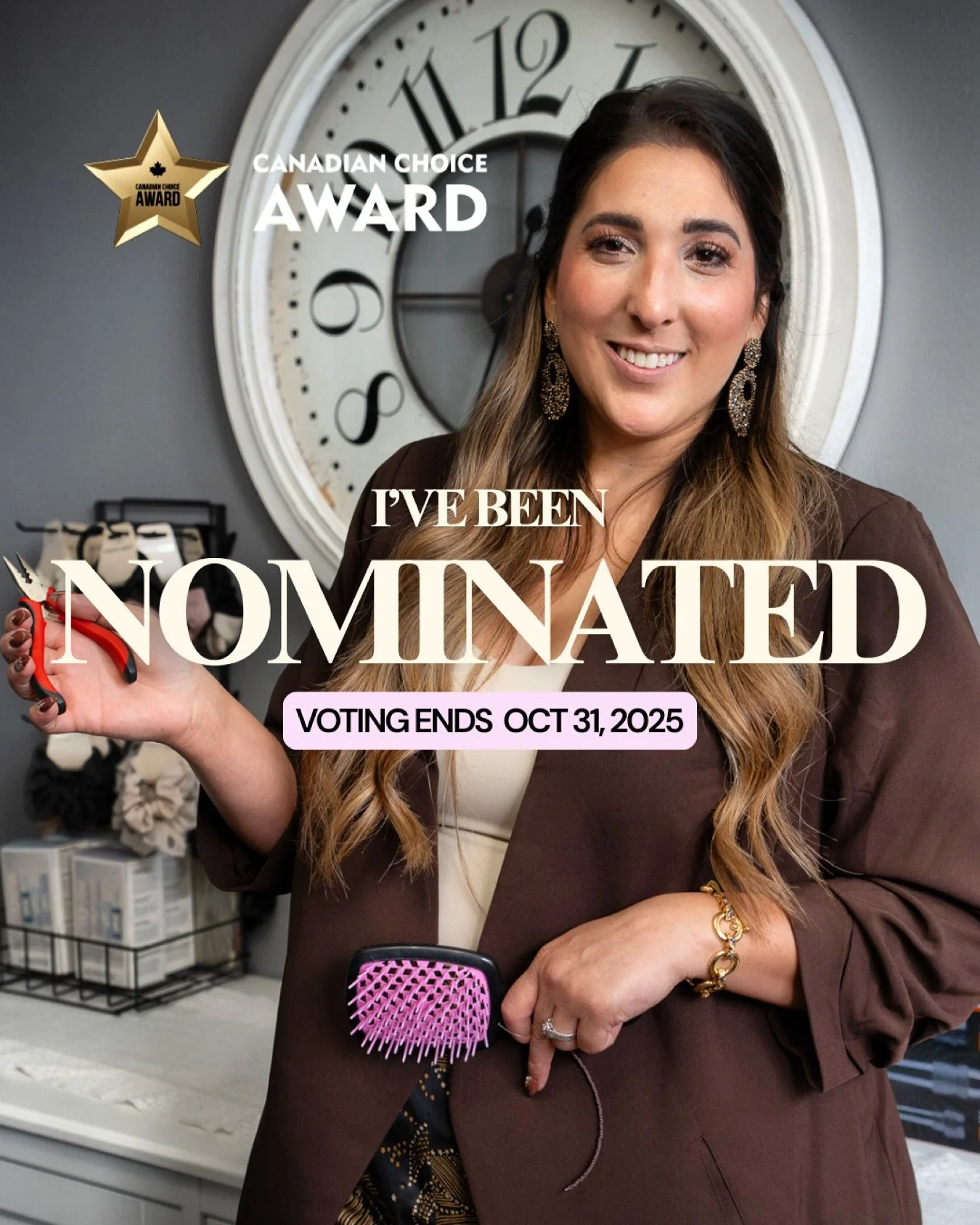 ✨ I&rsquo;ve been nominated for the Canadian Choice Award! ✨
Creating seamless extensions and confidence-boosting transformations every day is my passion &mdash; and being recognized for it with this nomination is such an honour.

The Canadian Choice