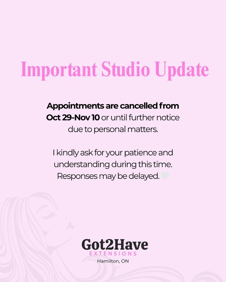 Hey everyone 🤍

Unfortunately I will be extending my short break for a little while longer (or until further notice) due to unexpected personal matters.

**All appointments will be cancelled until Nov 10 (or further notice) and responses may be dela