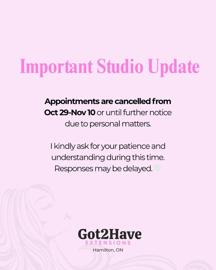 Hey everyone 🤍

Unfortunately I will be extending my short break for a little while longer (or until further notice) due to unexpected personal matters.

**All appointments will be cancelled until Nov 10 (or further notice) and responses may be dela