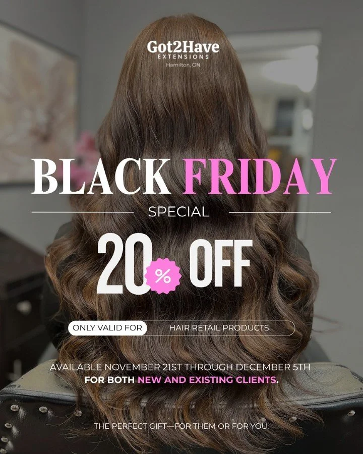 It&rsquo;s my favourite time of year &mdash; holiday deals! 🎁😍
Starting Nov 21 until Dec 5, enjoy 20% OFF every hair product in the studio.

If you&rsquo;ve been waiting to stock up on your extension care must-haves&hellip; this is your sign. 

**W