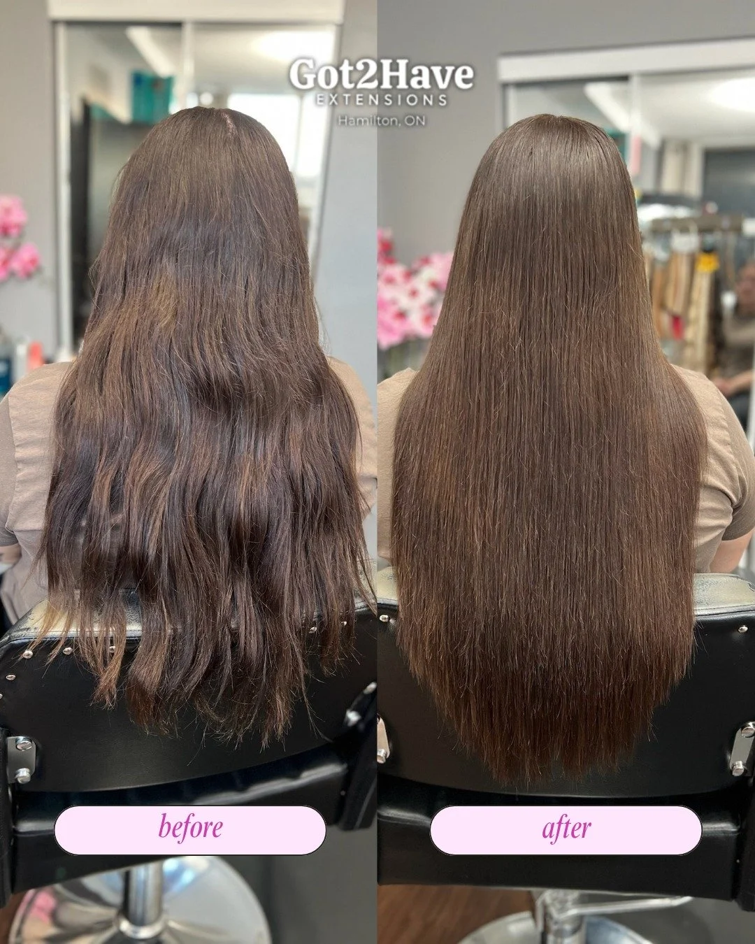 This transformation focused on creating volume in the right places.
Instead of adding too much hair, the placement was adjusted to improve shape and movement while keeping the hair easy to manage.

A great example of natural hair extensions in Hamilt