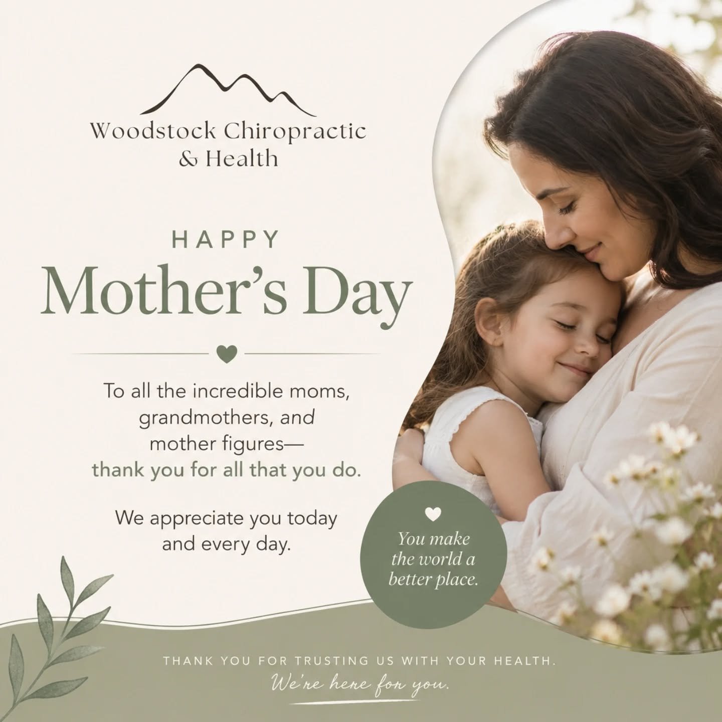 Happy Mother&rsquo;s Day from all of us at Woodstock Chiropractic &amp; Health 🤍

At WCH, we understand the importance and value of mothers and all the incredible women in our lives. We&rsquo;re grateful for a day dedicated to recognizing them and s