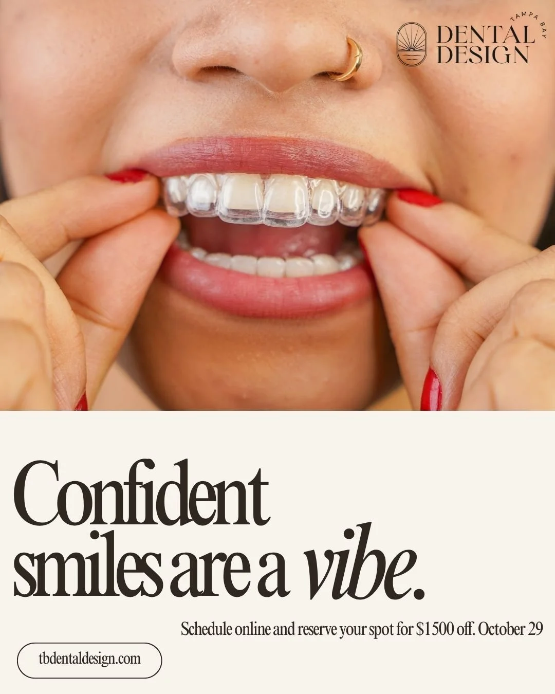 ✨ Confident smiles are a vibe. ✨
Join us for Invisalign Day at Tampa Bay Dental Design!
💎 FREE Invisalign consultation
🦷 $99 cleaning (if needed prior to or during Invisalign treatment)
🎟️ Raffle for an at-home whitening kit
💰 $1500 OFF Invisalig