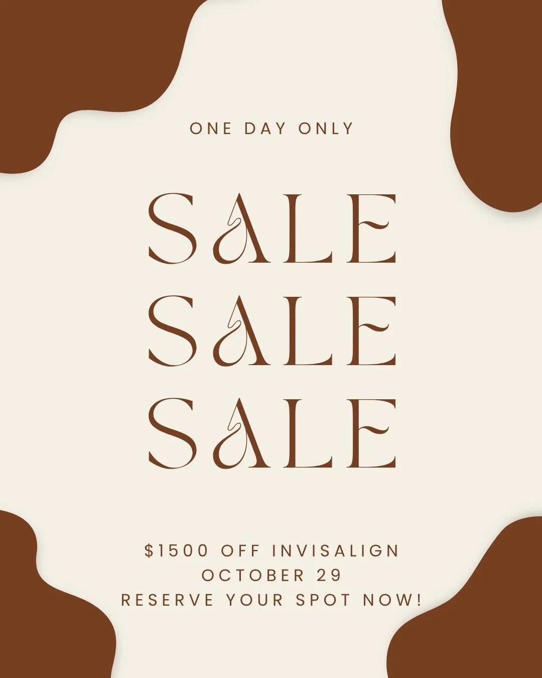 Here&rsquo;s what we&rsquo;re offering on October 29th:
🦷 FREE Invisalign consultation
✨ $99 cleaning (if needed before or during Invisalign treatment)
🎉 Raffle for a whitening kit
💸 $1500 OFF Invisalign!

Your dream smile starts here &mdash; clea