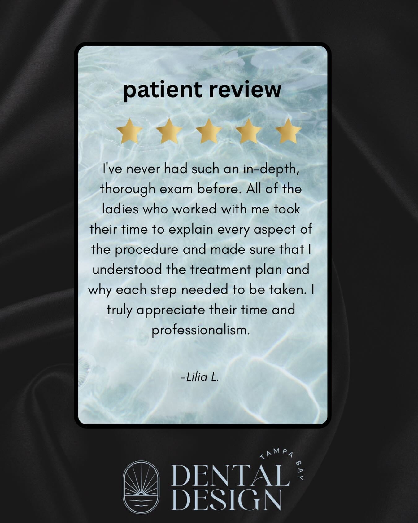 ⭐️ THOROUGH
🌟 EDUCATIONAL
⭐️ PROFESSIONAL 
🌟 IN DEPTH
⭐️ TIME APPRECIATIVE 

Another five star review. We are SO appreciative of our patients and love hearing their positive experiences. 

Come see us soon 😆
📞📲 813-886-1709
🛜 schedule online: t