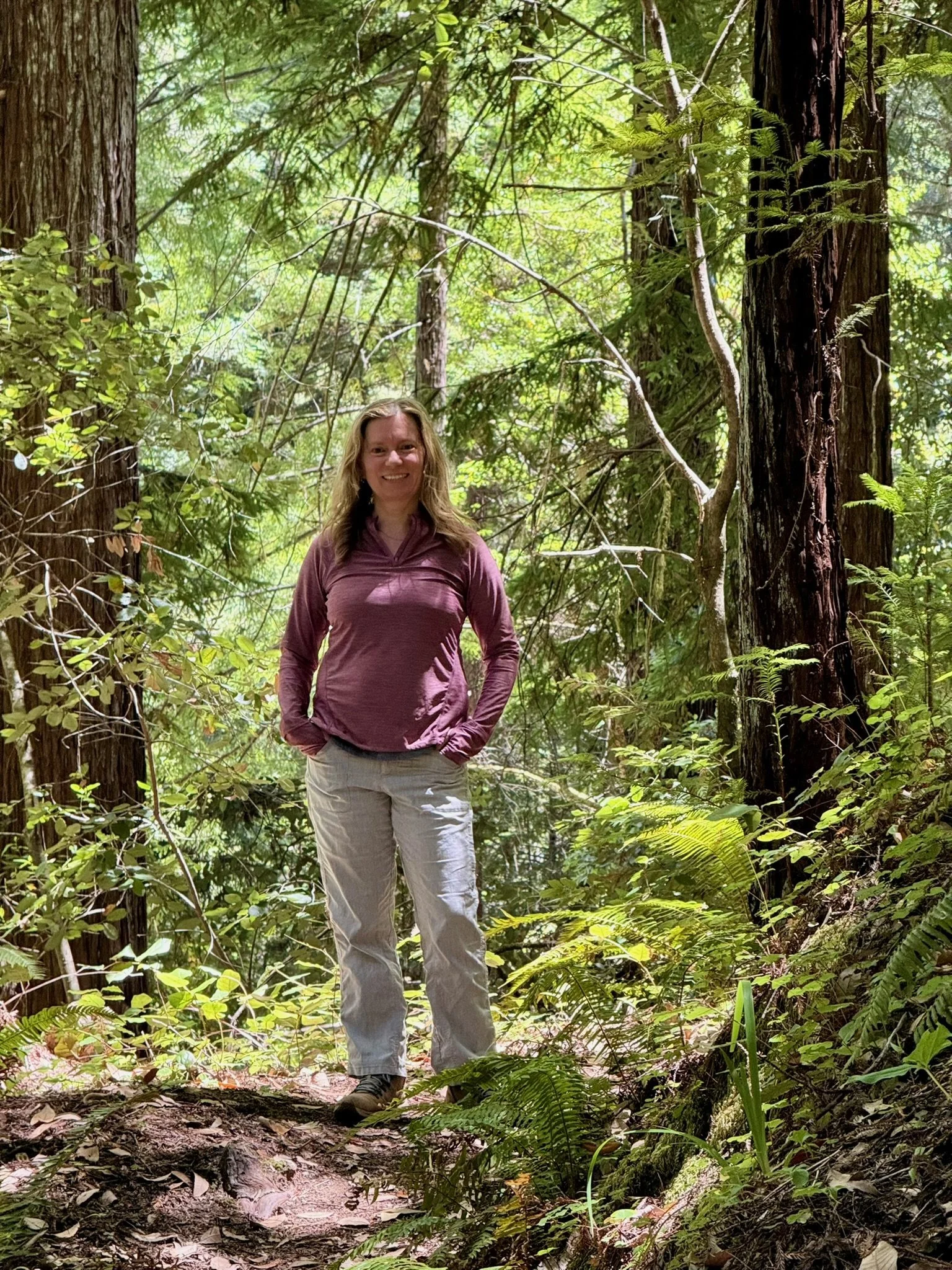 Jen Hult slowing down by hiking in the redwoods