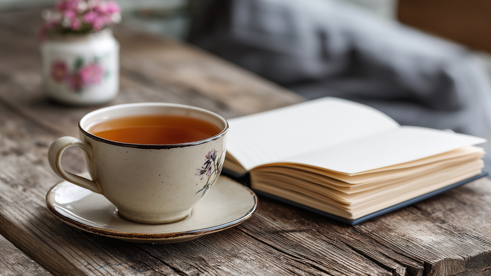 Start your morning routine with tea and journaling
