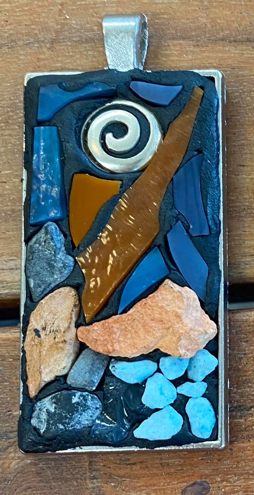 Spiral Path – Glass, Stone & Mixed Media Pendant