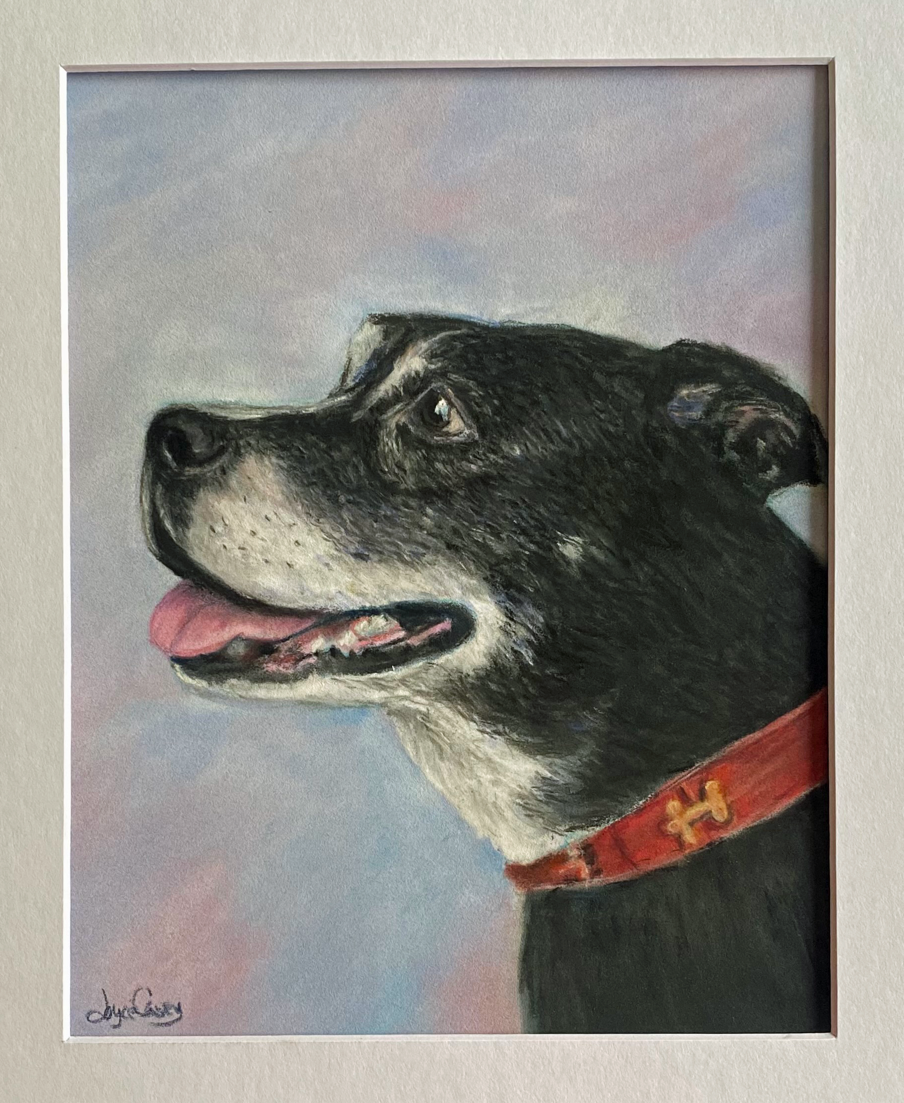 Custom pastel pet portrait of Prudence by artist Joyce Casey