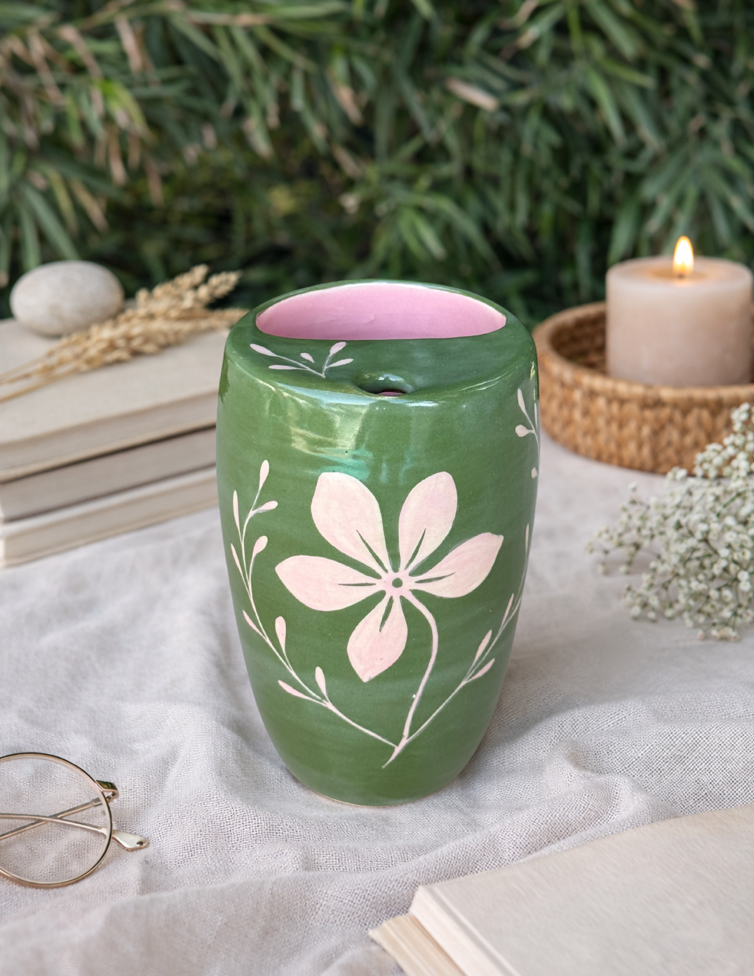The Pink & Green Floral Travel Mug