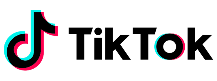 TikTok logo with stylized musical note and text.