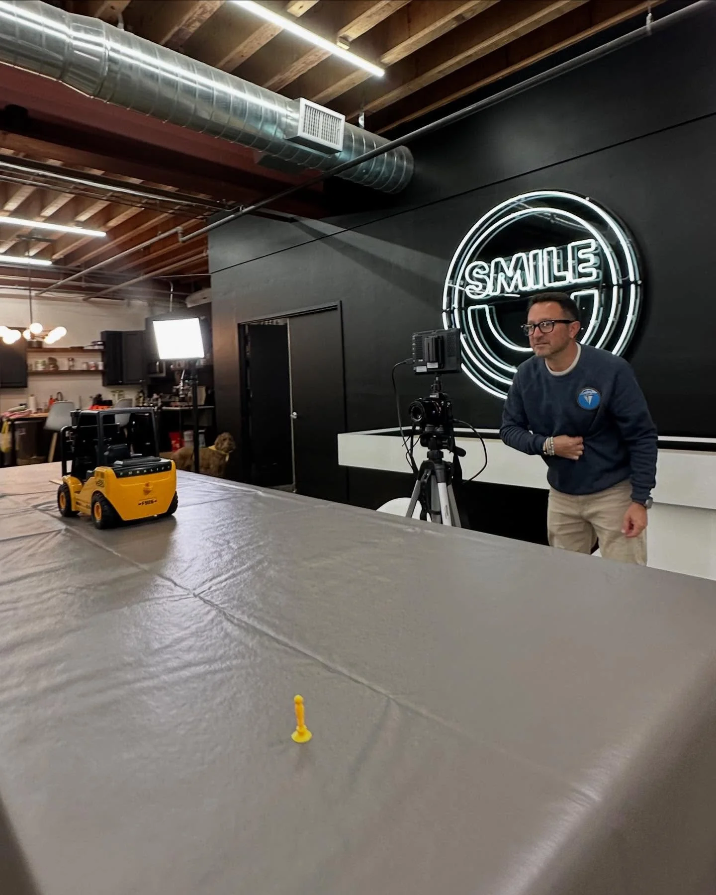 🎥 Monday&rsquo;s Forecast: 100% Chance of Lights, Cameras, and Creativity! ⚡️✨
Setting up for a quick show reel&mdash;because every great experience starts with the perfect setup. (And yes, mini forklifts 🚜 absolutely count as production equipment.