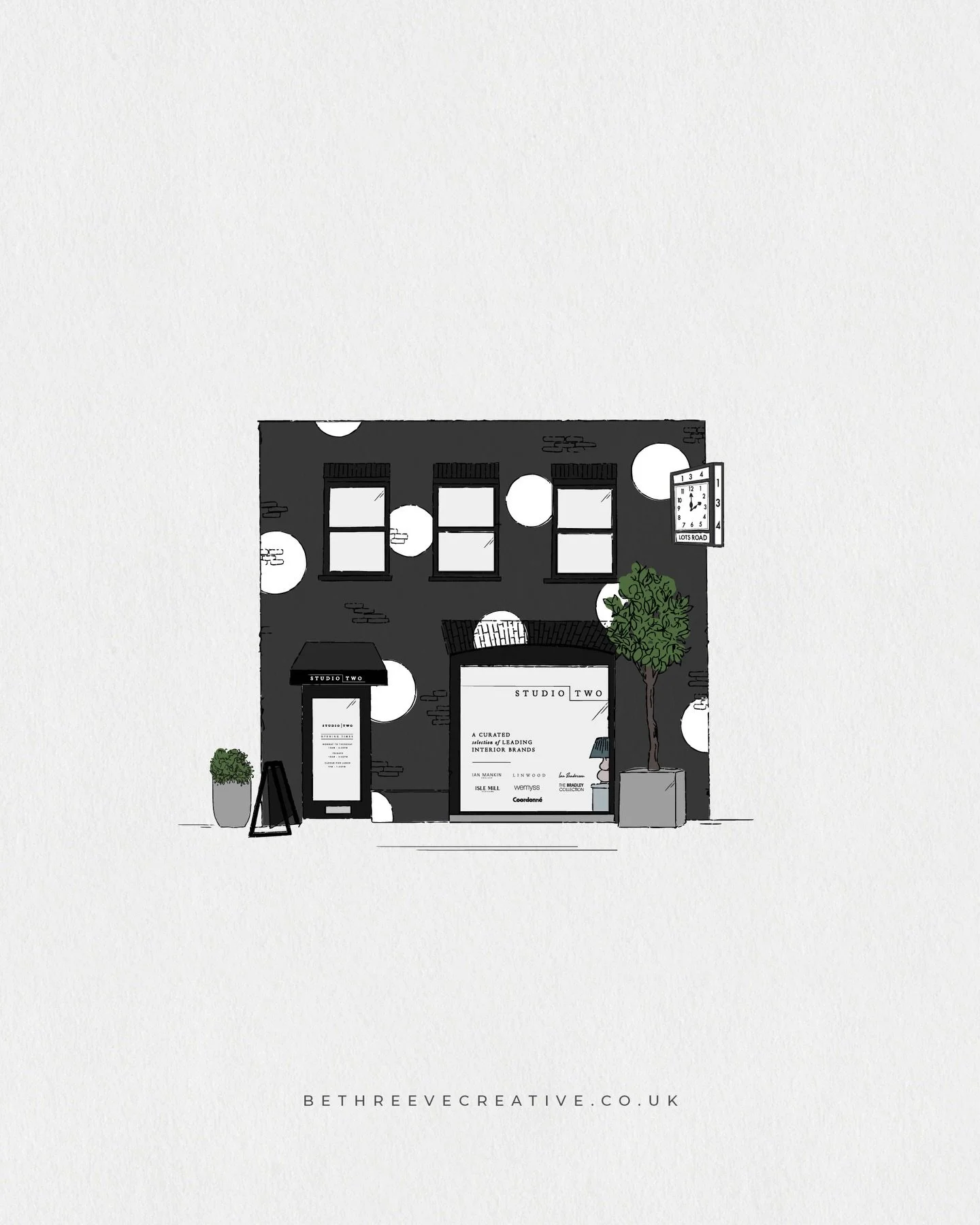 Studio Two, London ⚫️⚪️

A lovely illustration commission of Studio Two, a multi-brand interior design showroom located in the heart of Chelsea&rsquo;s design district.

The polka dot facade is everything 🫶🏻

Looking for a bespoke illustration for 