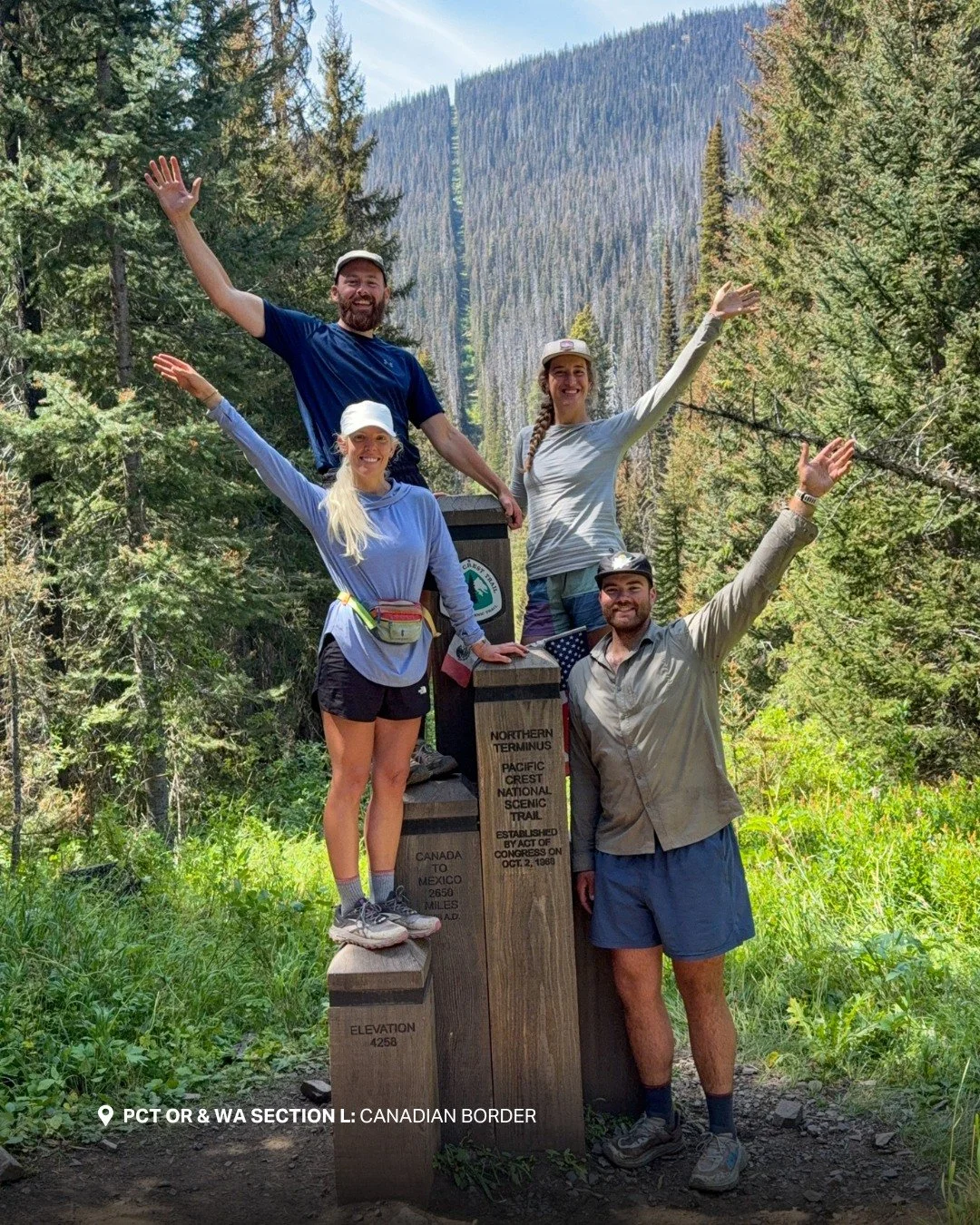 My journey to fill in wildfire miles on the Pacific Crest Trail in 2025 continued. Our group moved north in Washington and completed the entirety of Section L all the way to the Canadian border! I was able to touch the northern terminus in 2024, but 