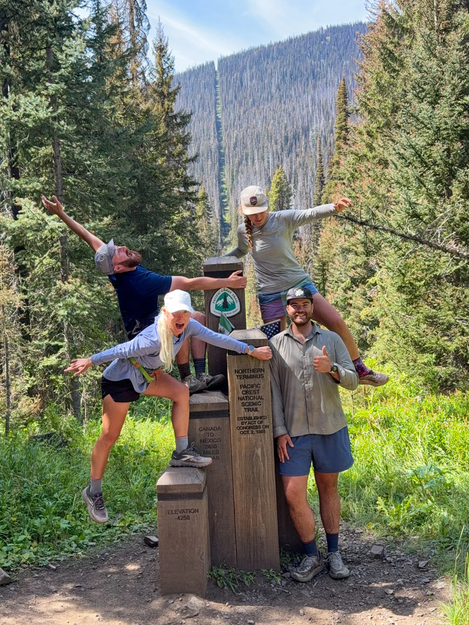  Our little trail family for the 2 weeks reaching the border of Canada!  