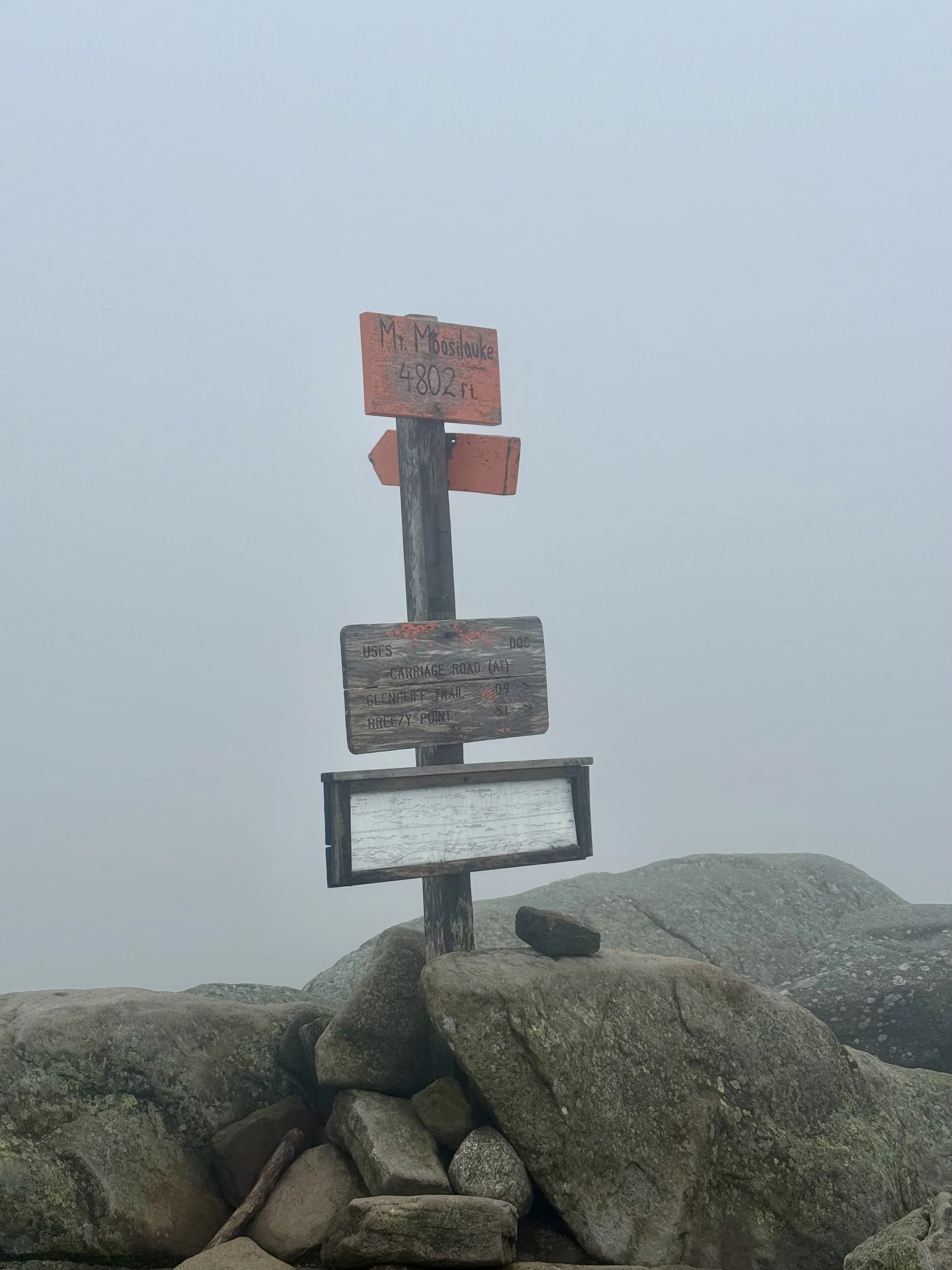  Summit of Mount Moosilauke completely socked in with clouds 