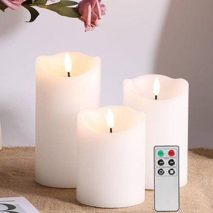 White Flameless Pillar Candles with Remote: Click To Shop - 