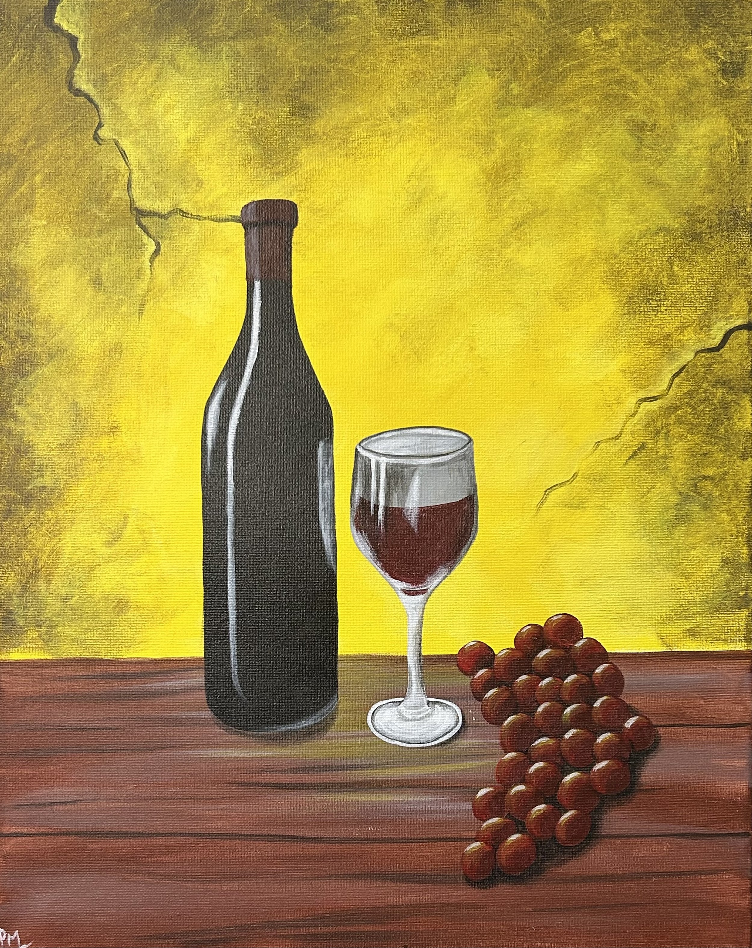 Wine bottle and glass