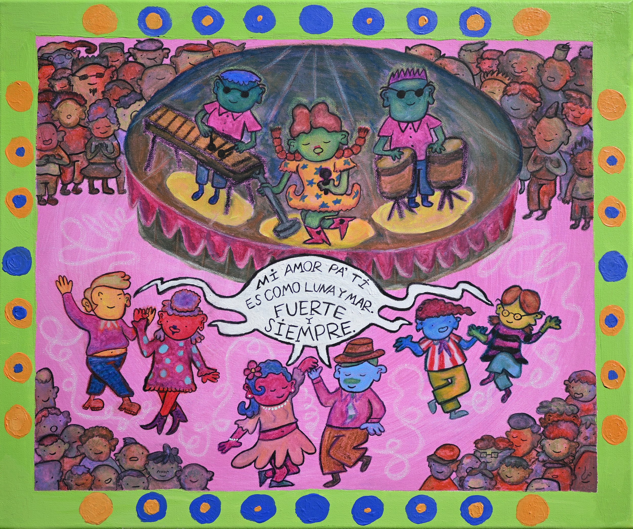 Fuerte y Siempre | Wax Pastel, Acrylic, and Gouache | 20" x 24" | 2025