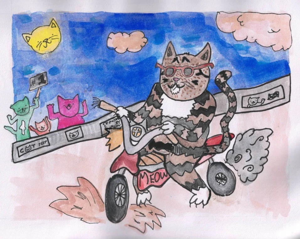 Morty on the Moto | Gouache + Watercolor