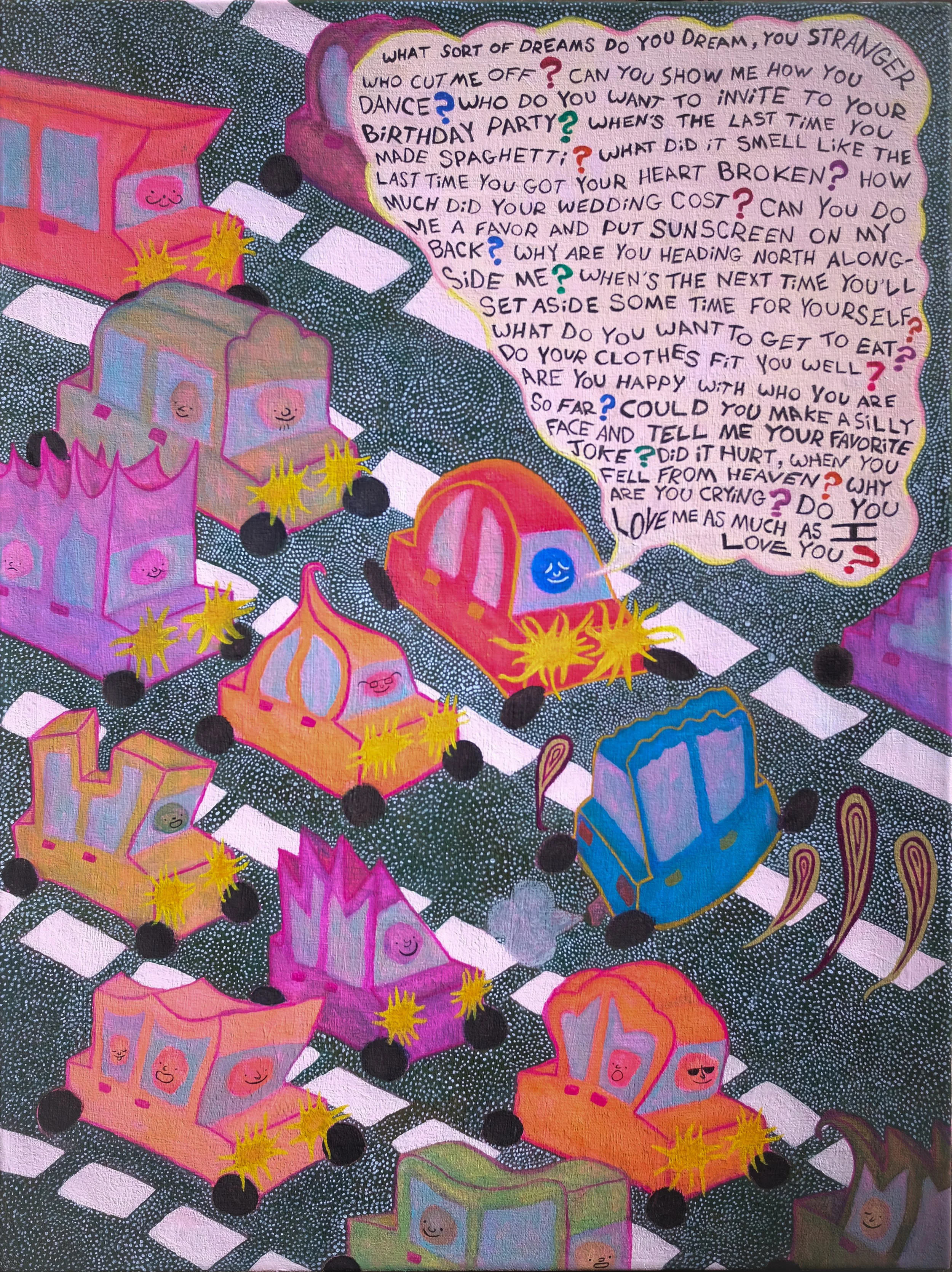 A Better Stranger II | Wax Pastel, Acrylic, and Gouache | 32" x 24" | 2026