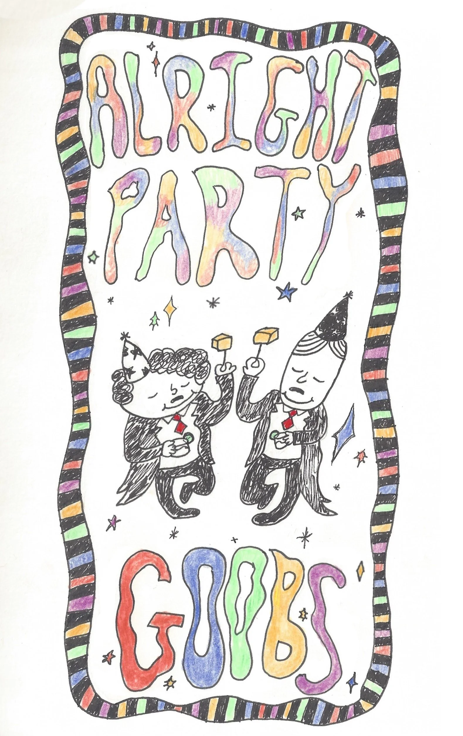 Alright Party x Goobs Collaboration | Colored Pencil + Ink