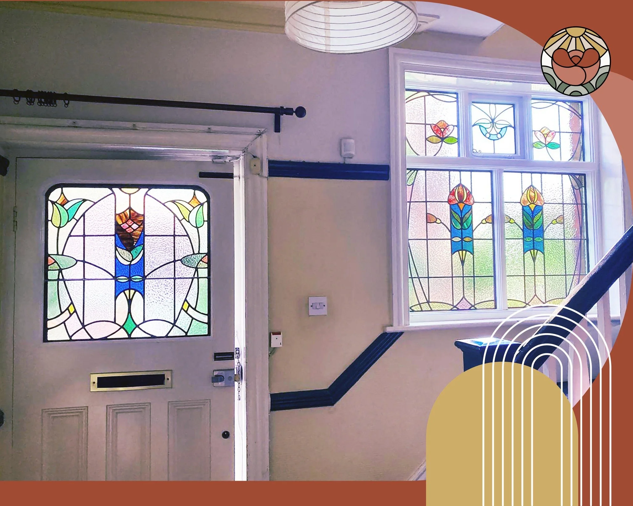 Step into timeless elegance - these stained glass panels fill the home with light, colour, and heritage charm. At Stockport Stained Glass, we bring historic craftsmanship into modern living, restoring and creating designs that truly transform your sp