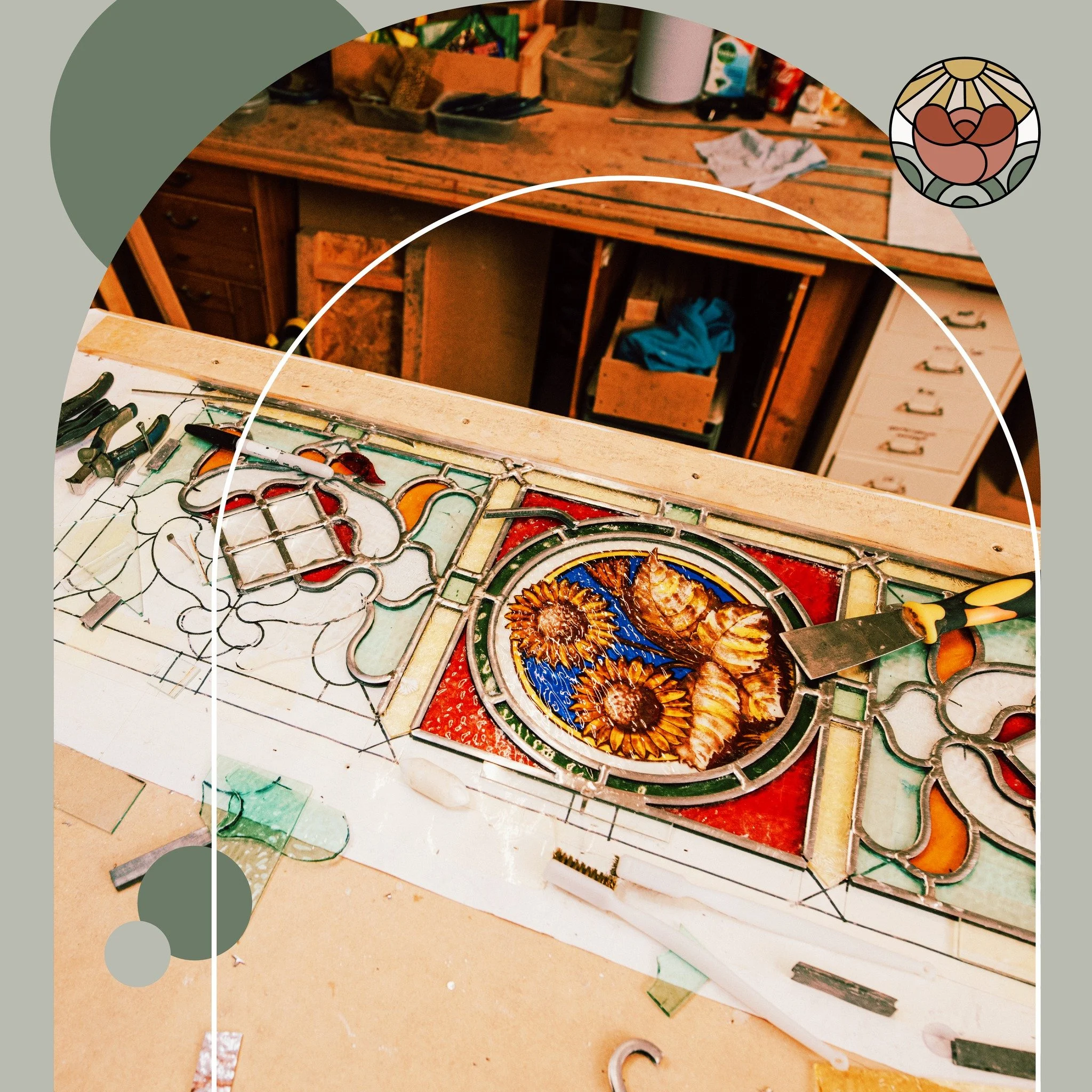 Every masterpiece starts with fragments. 🌻 Here&rsquo;s a behind-the-scenes look at our workshop, where heritage patterns are rebuilt piece by piece into timeless stained glass panels.
✨ See more of our work and bespoke commissions -  follow the lin