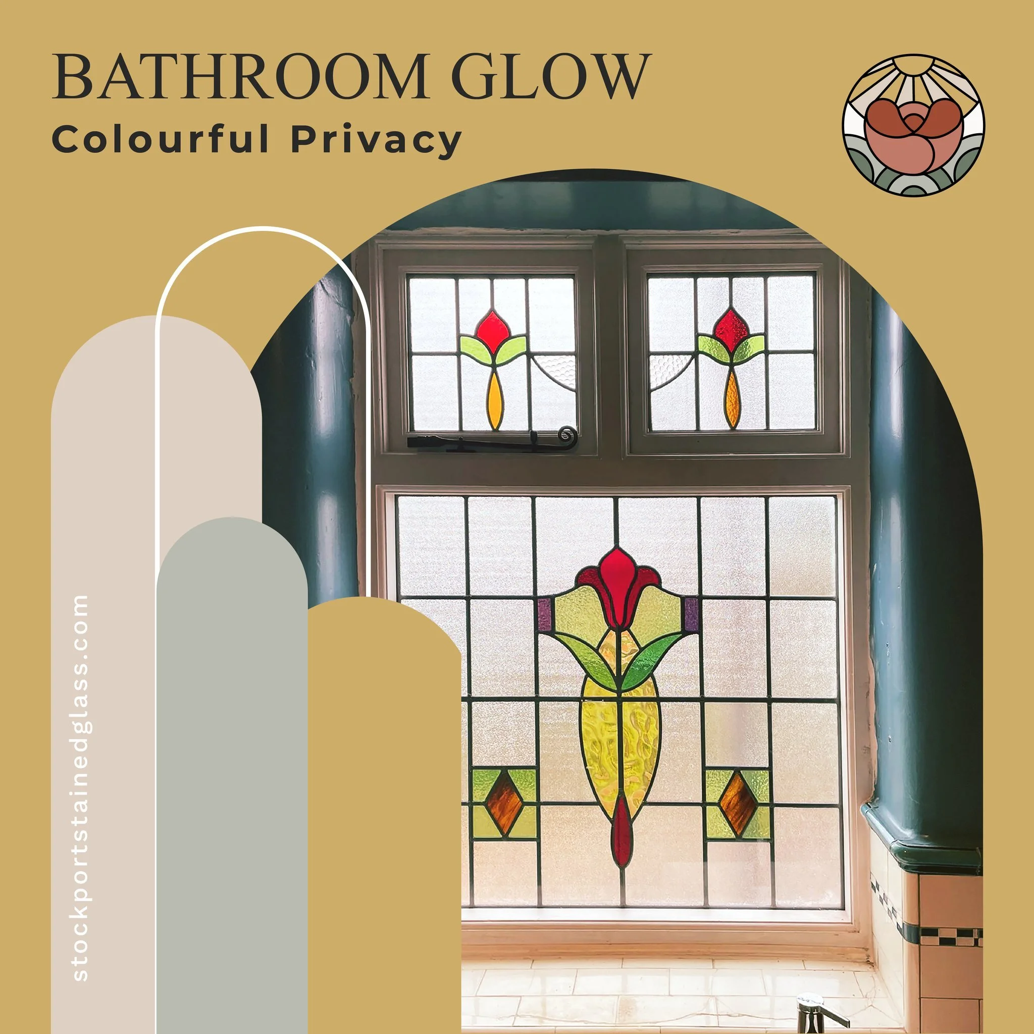 Why settle for plain when your bathroom can shine with character? 💎 This stained-glass window offers privacy while filling the space with colour and charm. Handcrafted with care, it&rsquo;s the perfect way to combine artistry and practicality.
✨ Rea