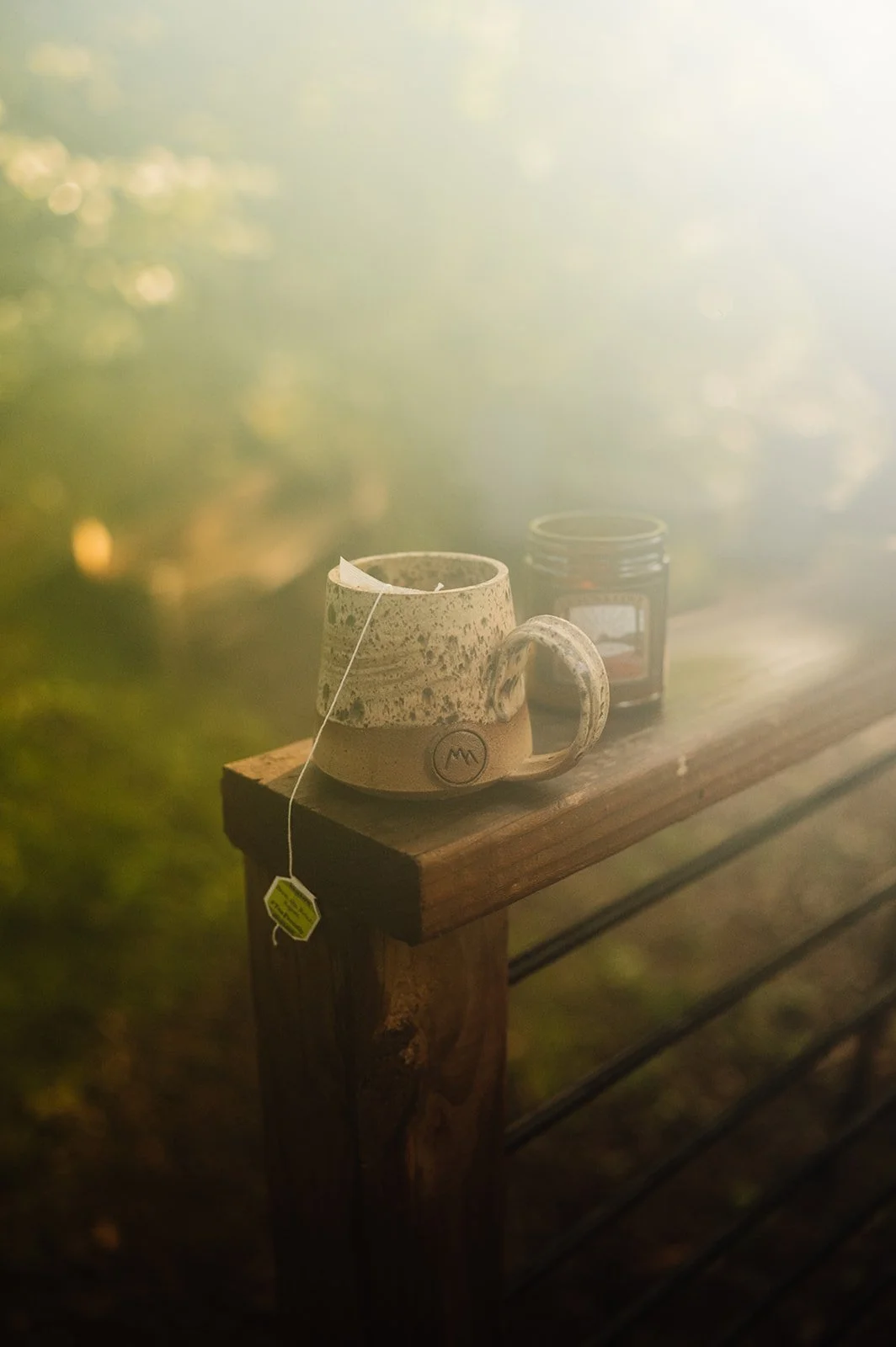 A hot cup of coffee in the forest at Cuyuna Cove