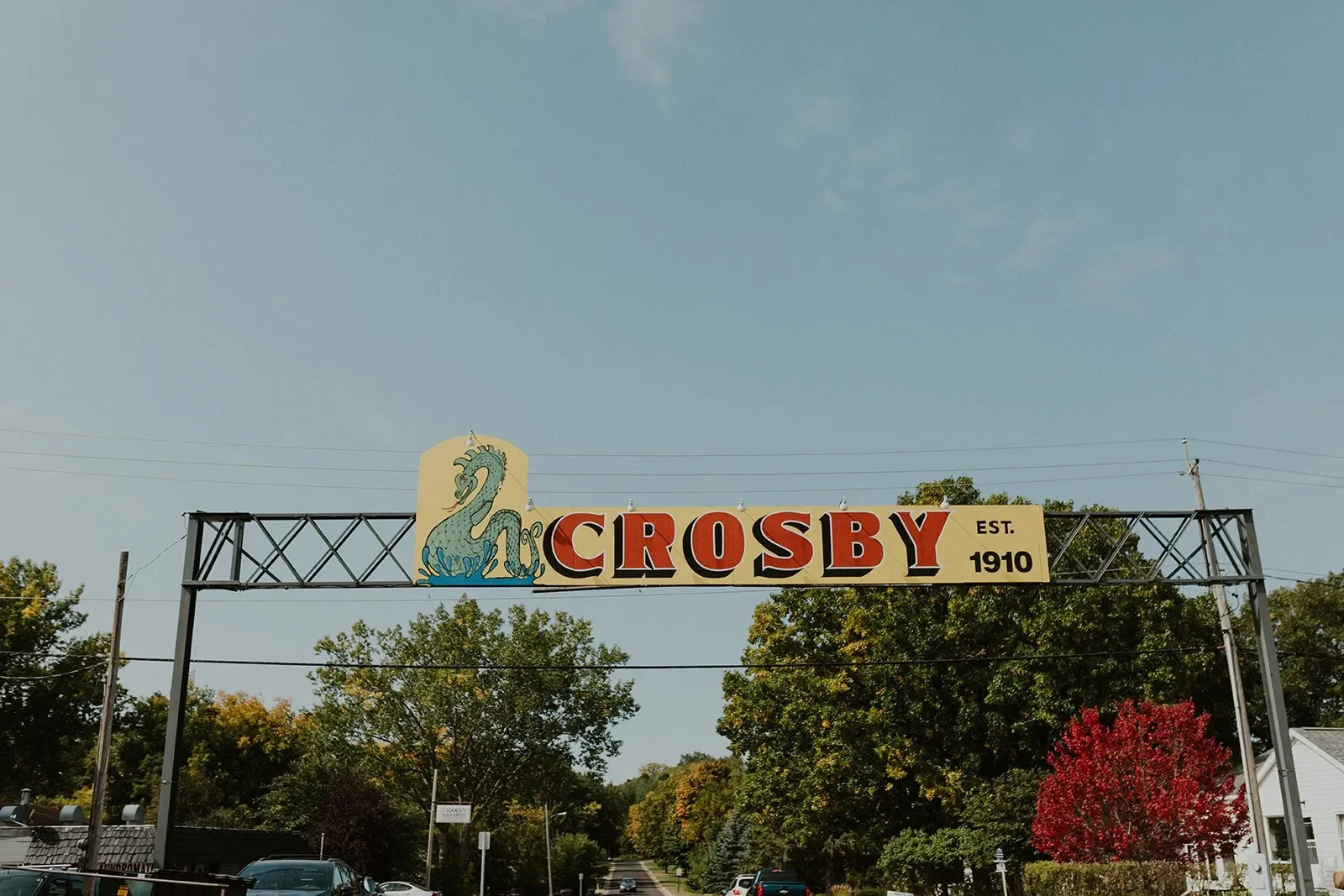 Downtown Crosby, MN sign located near Cuyuna Cove