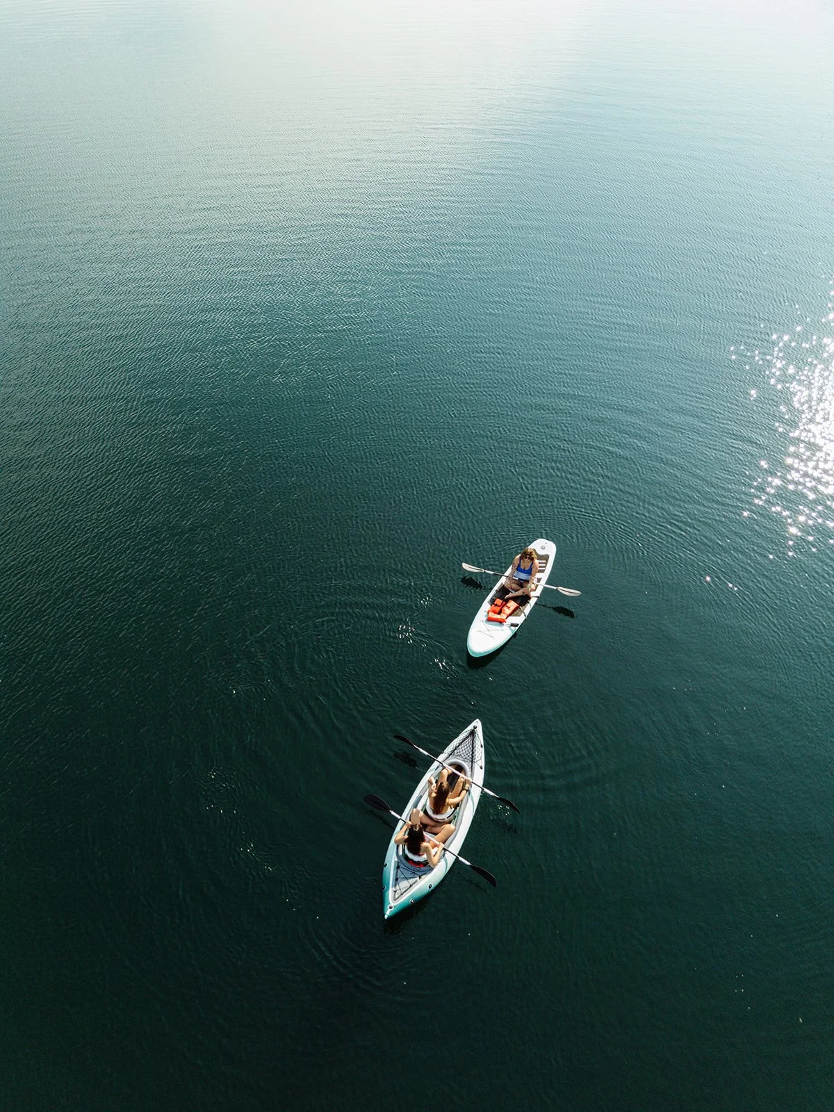 Paddleboarding on Huntington Mine Lake in Cuyuna Country State Recreation Area near Crosby Minnesota