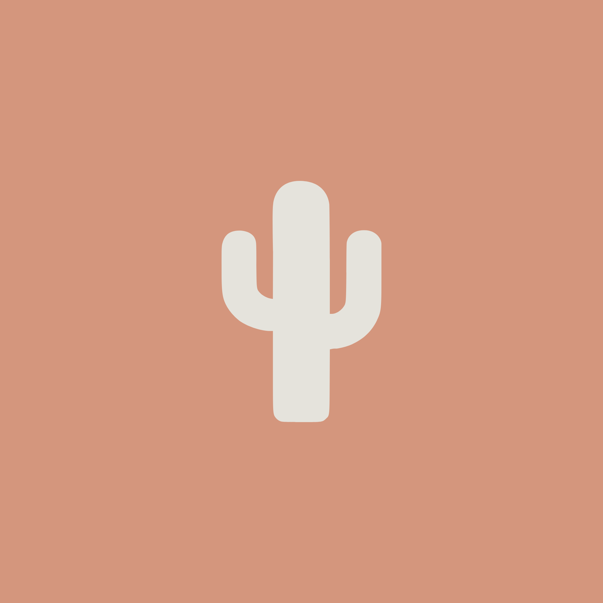 Minimalist icon of a white cactus on a pink background.