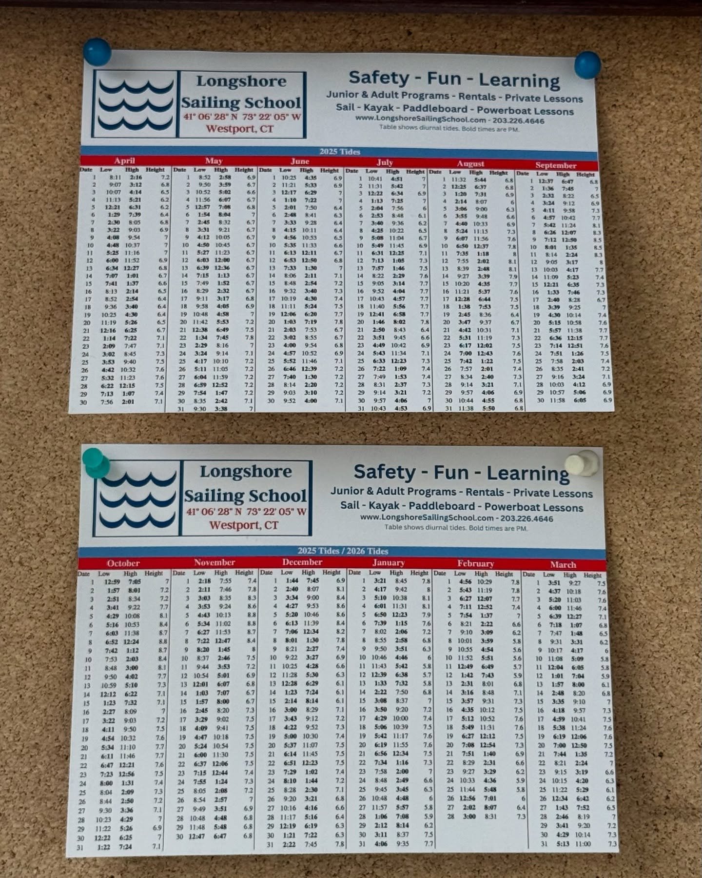 We are just days away from the opening of our 2025 season!
Our ever popular tide tables may be picked up at the @westportparksandrec_ct building, the shadow box outside our office and within our office come Memorial Day weekend!