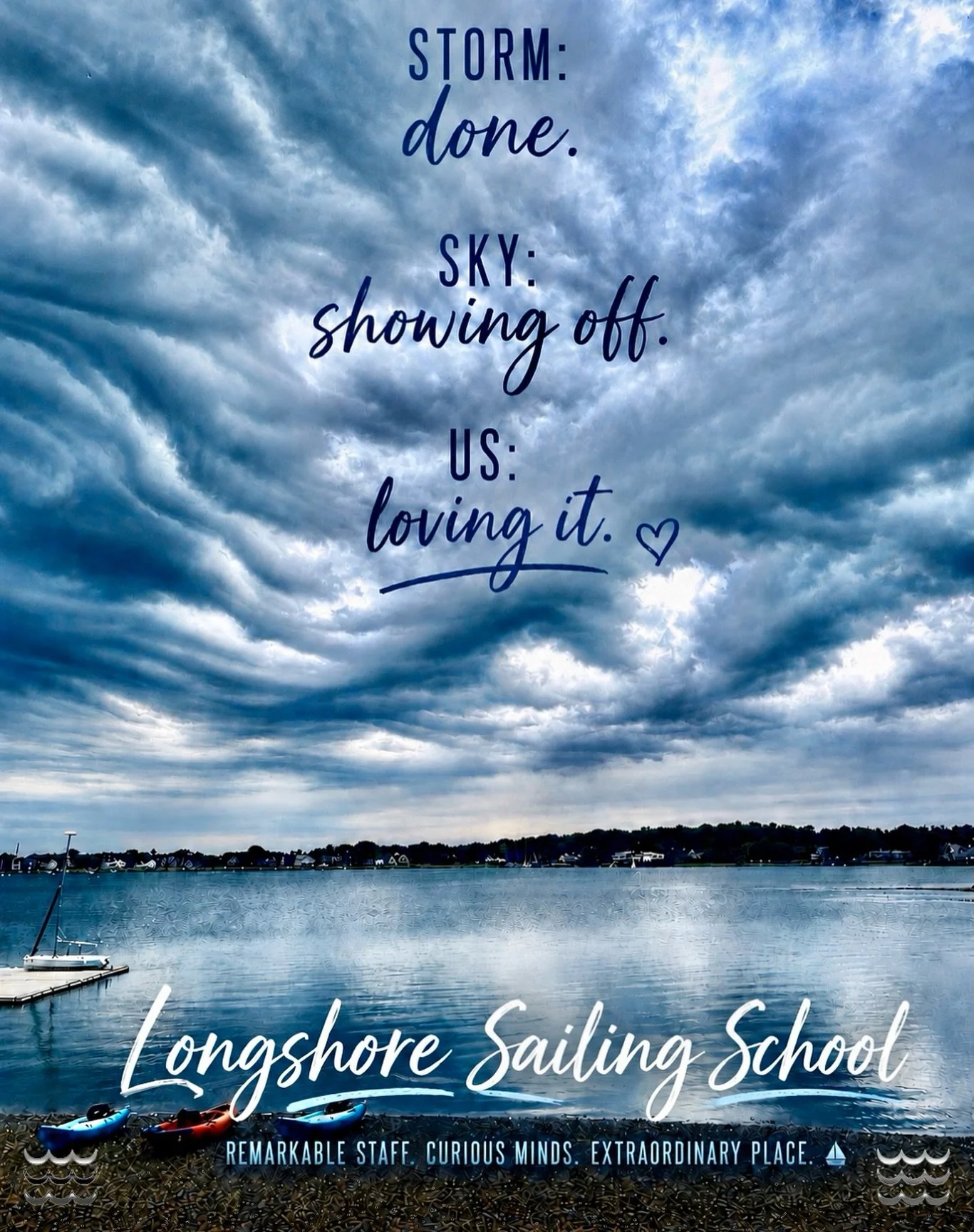 The storm packed up. The clouds stayed for the after-party. Days like this remind us how special this place is.

🤩💙☁️🌥️☀️⚓️

 #LongshoreSailingSchool #westportct #fairfieldcounty #saugatuck #storm