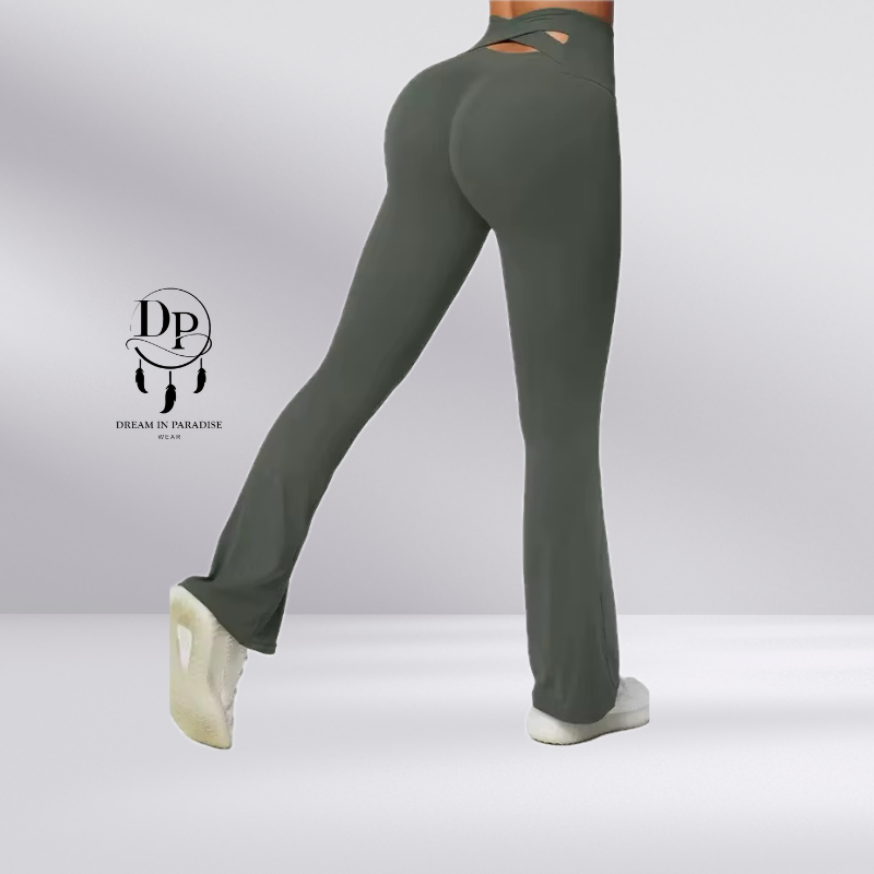 Flare Back Cross High Waisted Pants