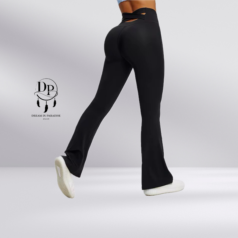 Flare Back Cross High Waisted Pants