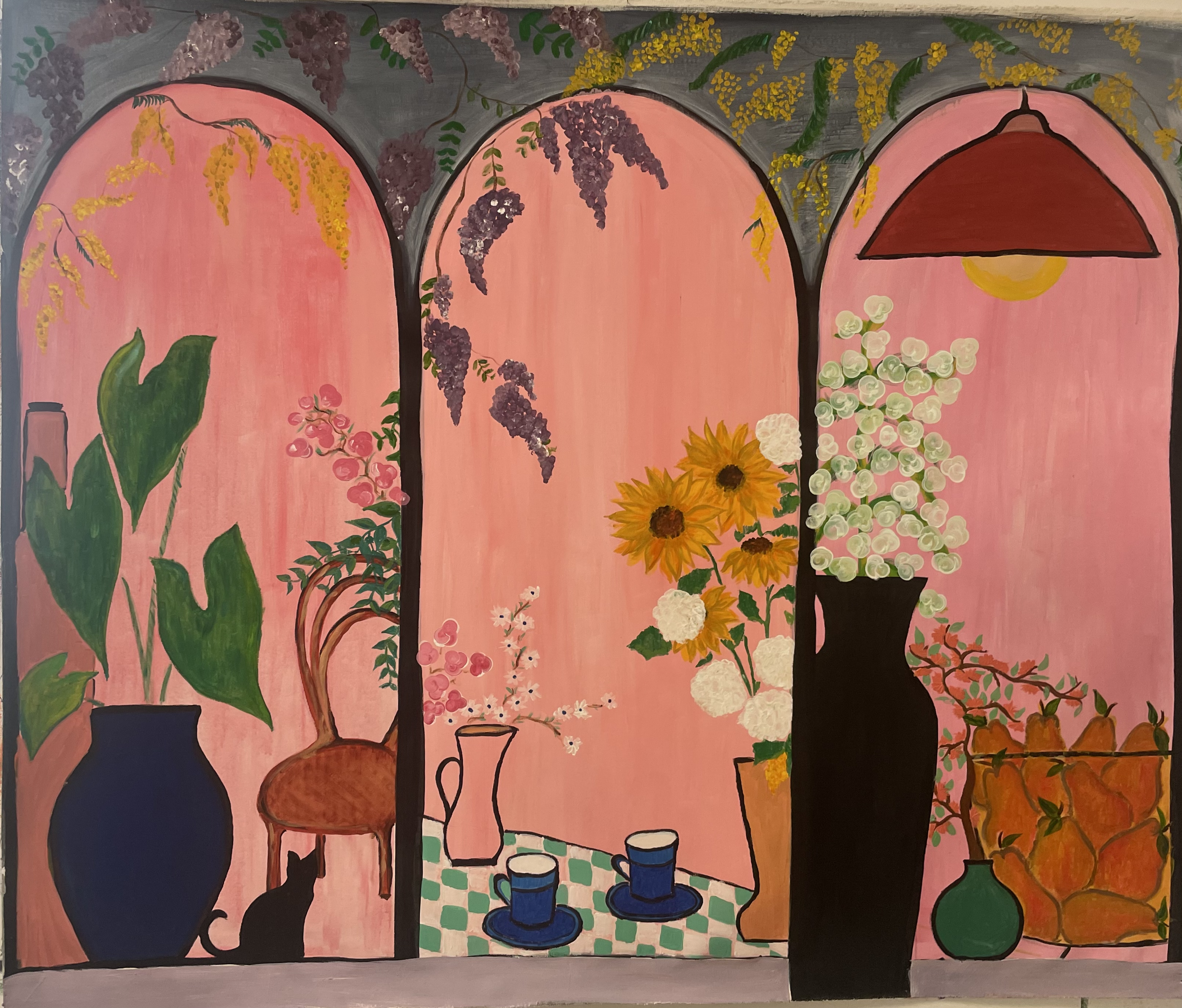 Coffee and flowers for two
Acrylic on canvas,
127 x 150 cm,
2024