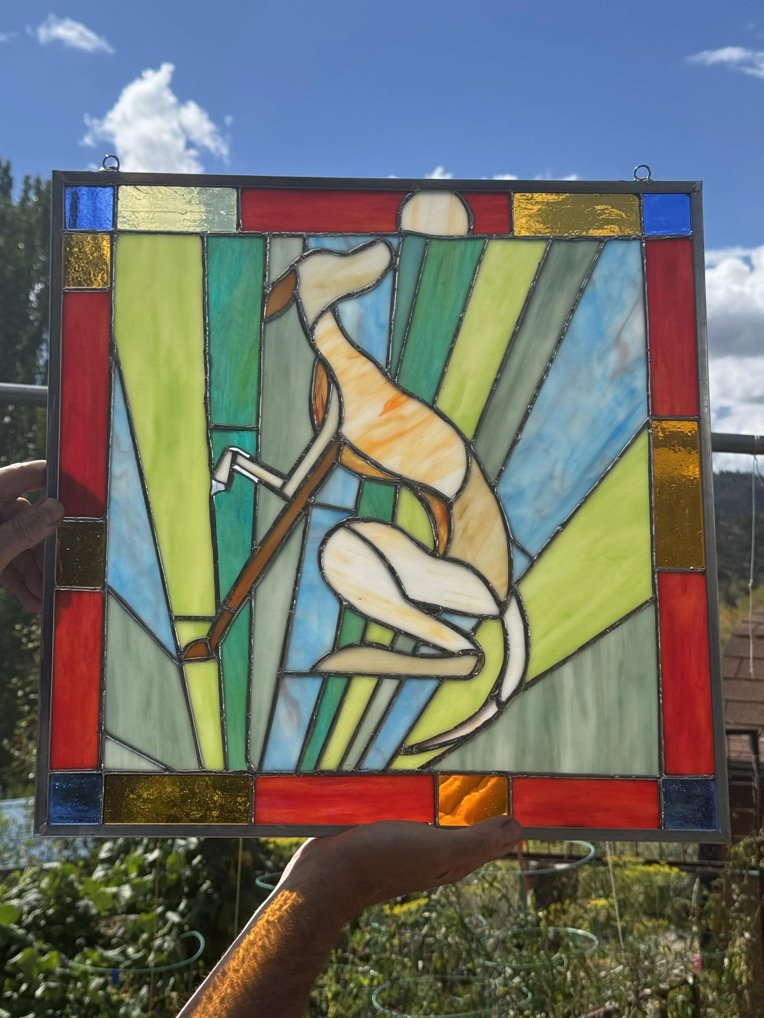 Stained Glass Art Deco Dog Portrait