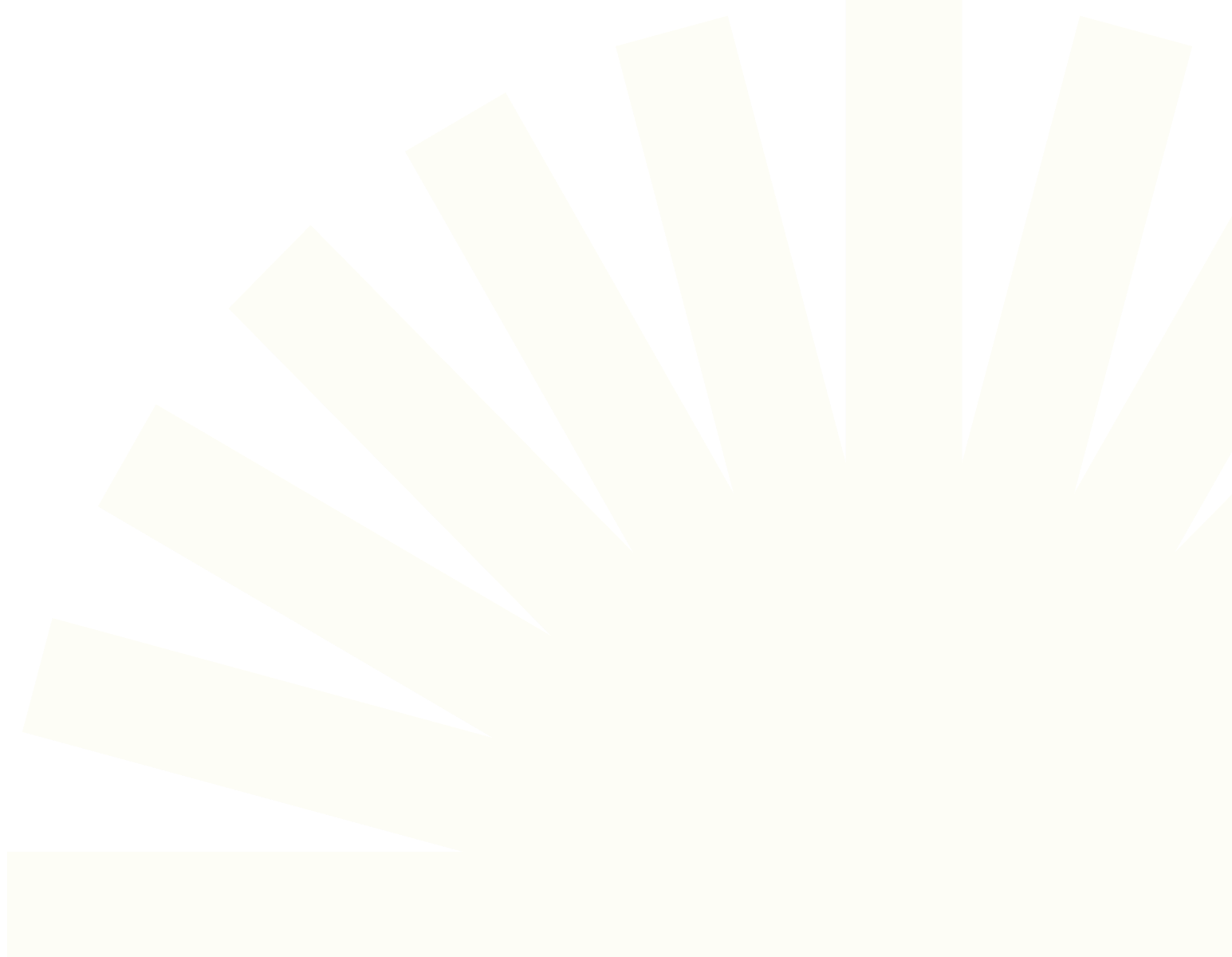 A stylized sunburst design with white rays emanating from a central point against a black background.