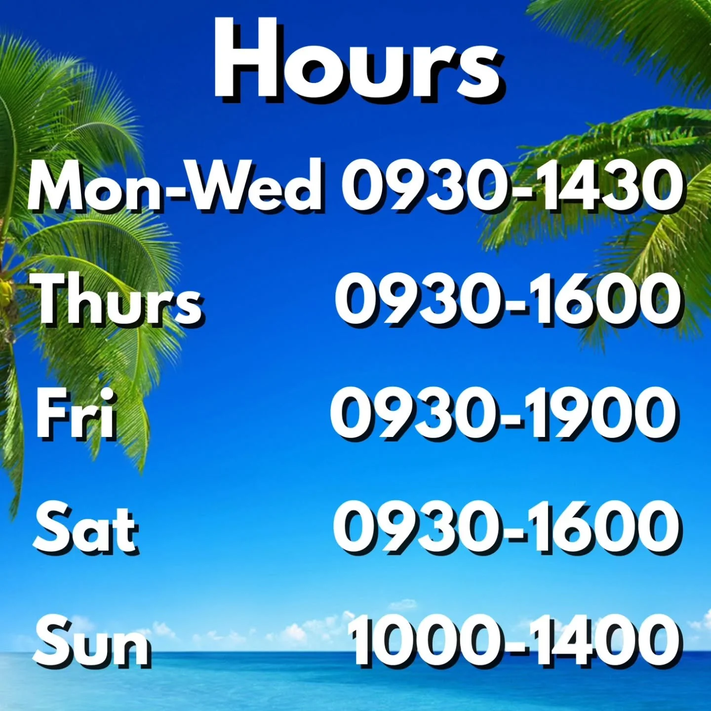 New trading hours for Spring/Summer 🏝