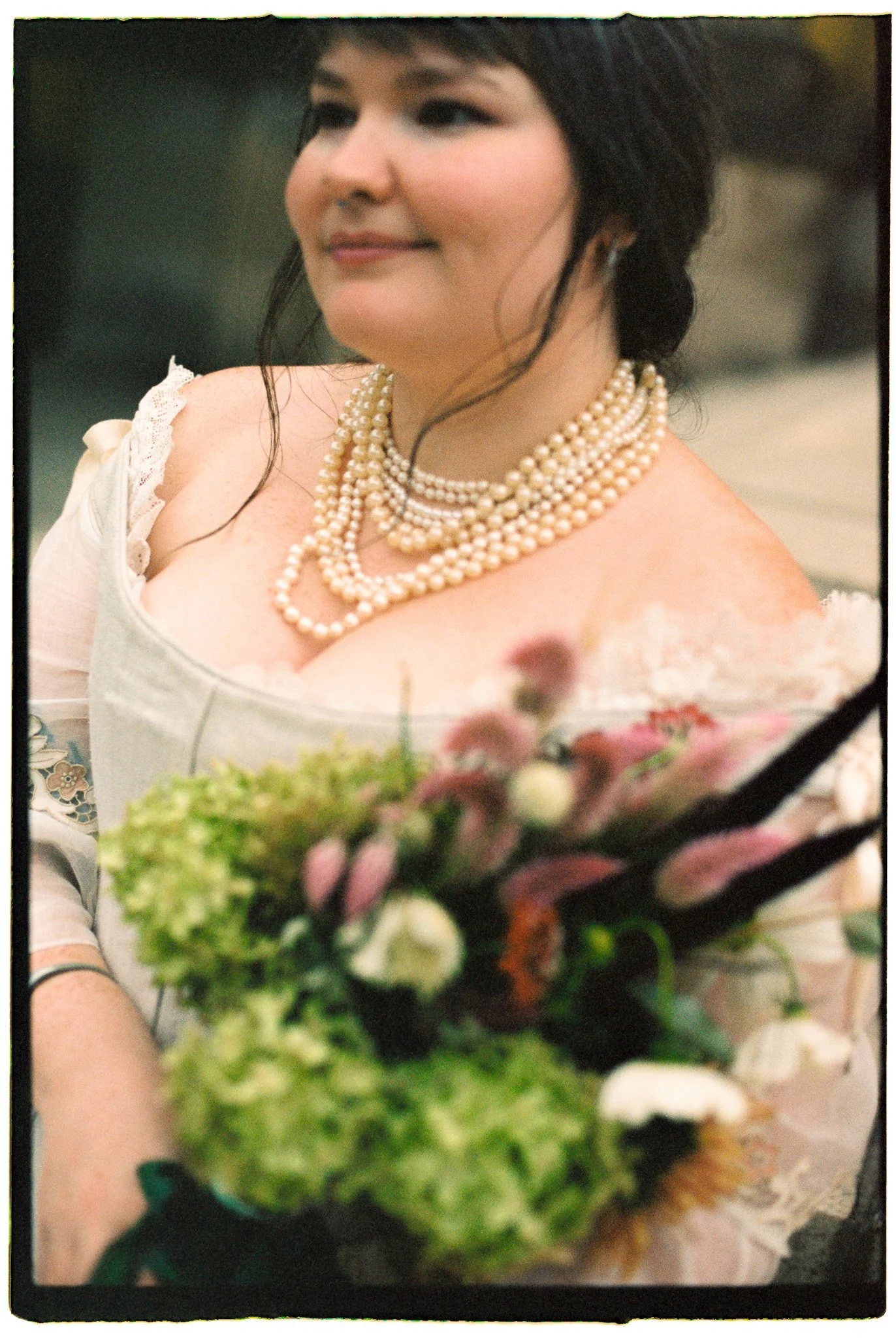 bridal portrait with wedding bouquet