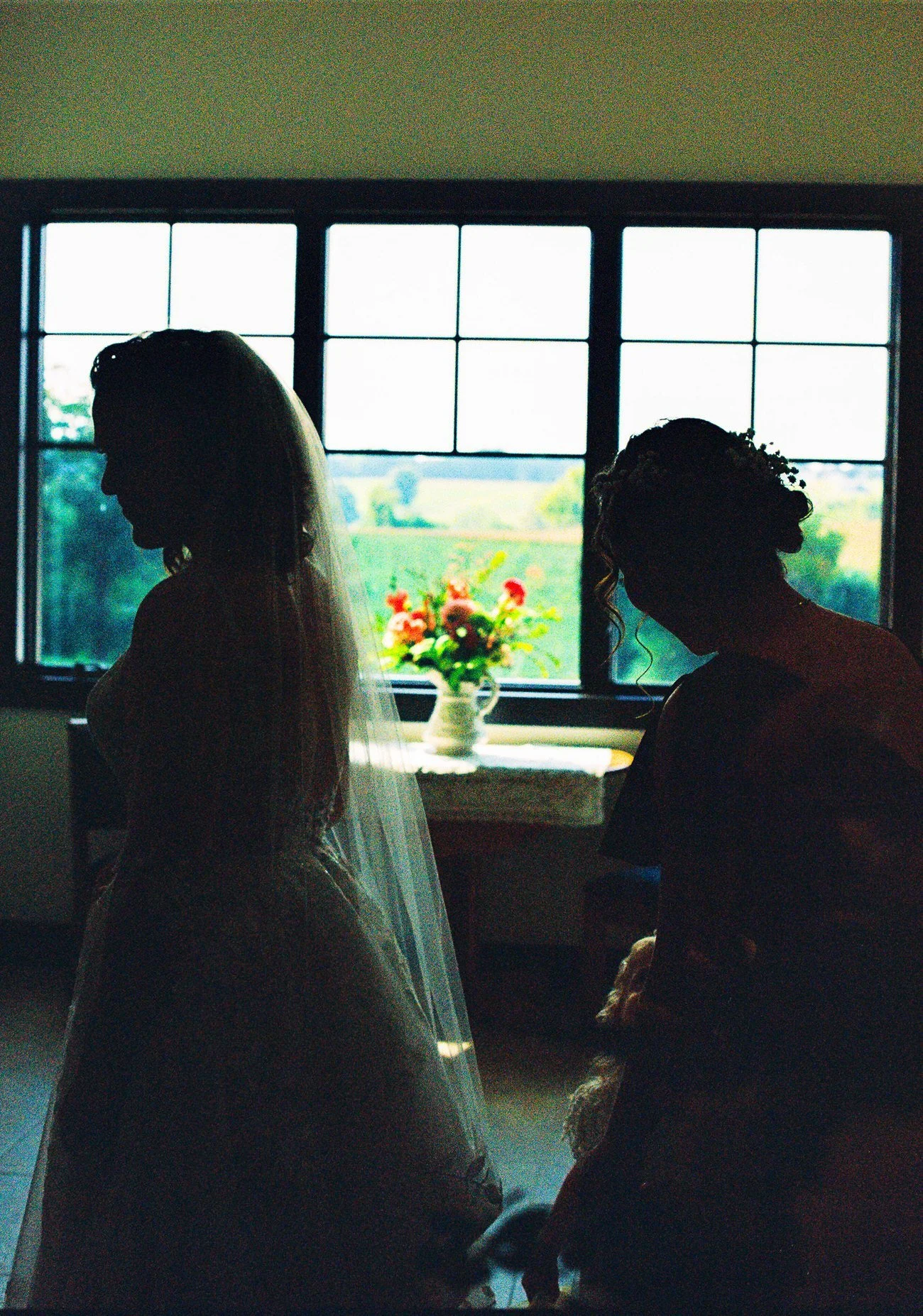 bridal moment getting ready at childhood home