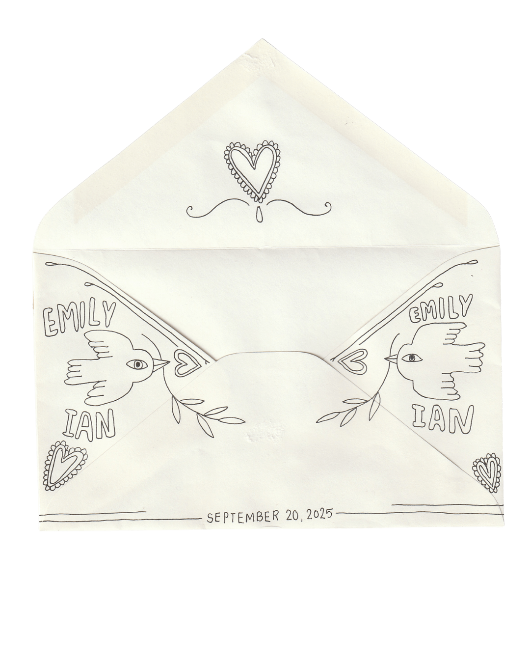 hand drawn wedding day envelope