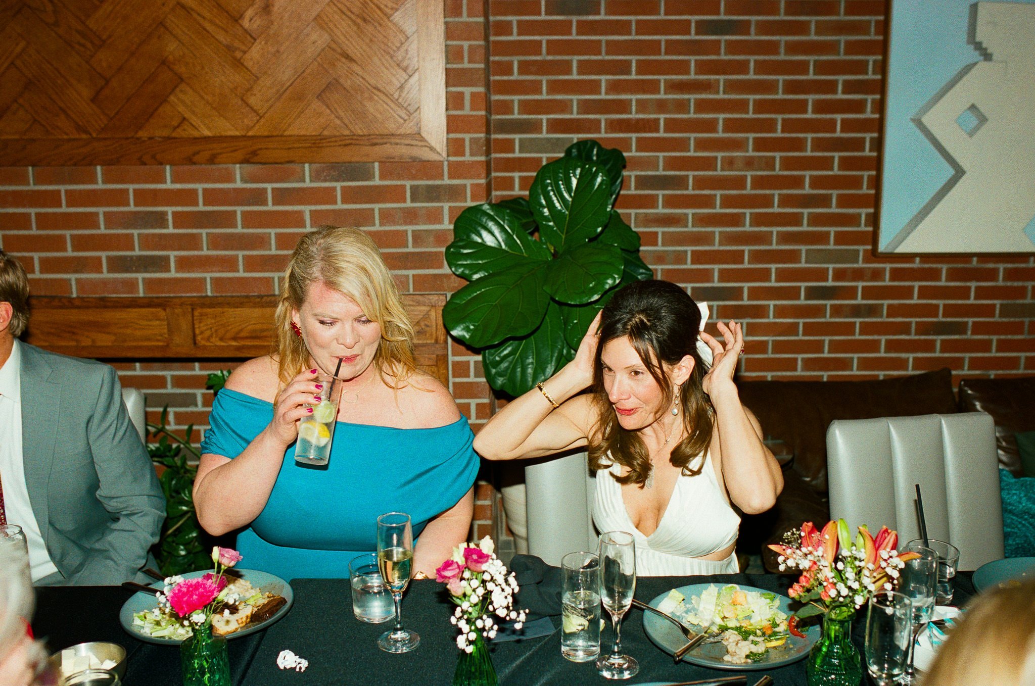 candid portrait at wedding reception